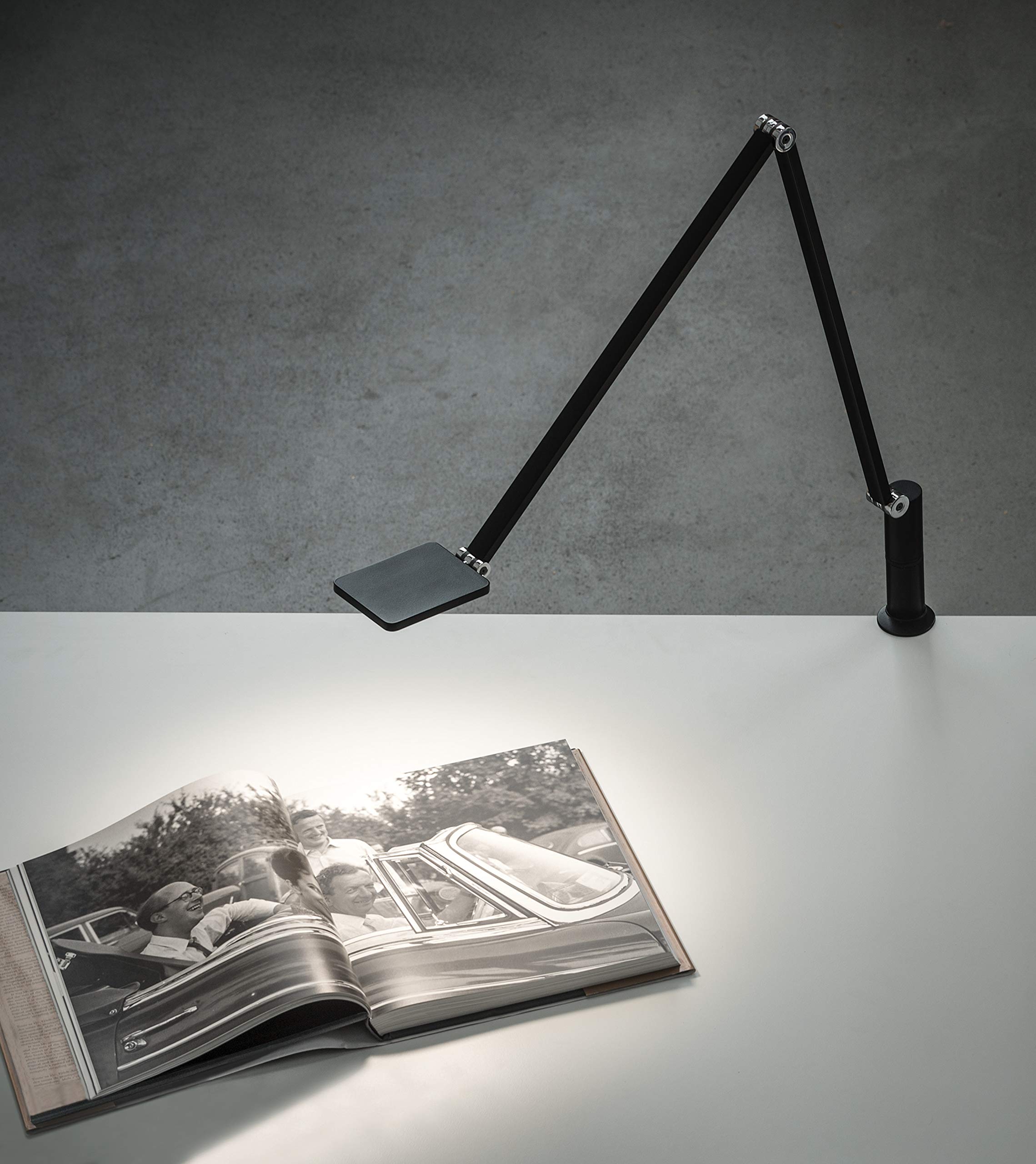 Novus Attenzia Task LED Desk Lamp - 742 Lumens 4000K Eye-Care Light with One-Touch Memory Dimming, Anti-Glare & Adjustable Pivoting Arms, Black Clamp Mount - Perfect for Office, Study, Reading & Crafting Workspaces