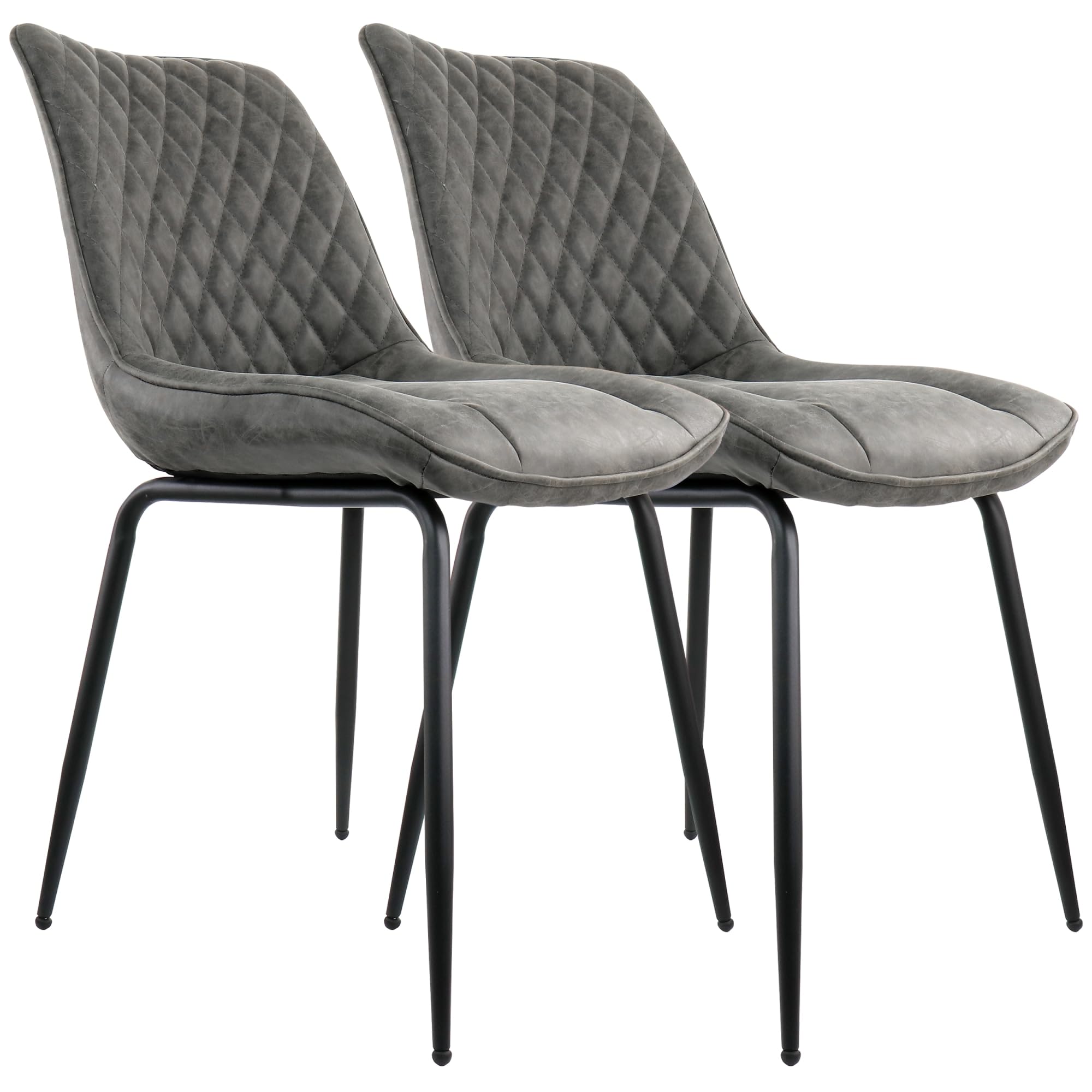 Elama Gry Tufted Chair Set of 2 - Modern Gray Upholstered Accent Chairs for Living Room, Bedroom, or Office - Comfortable Tufted Back and Soft Fabric Seating