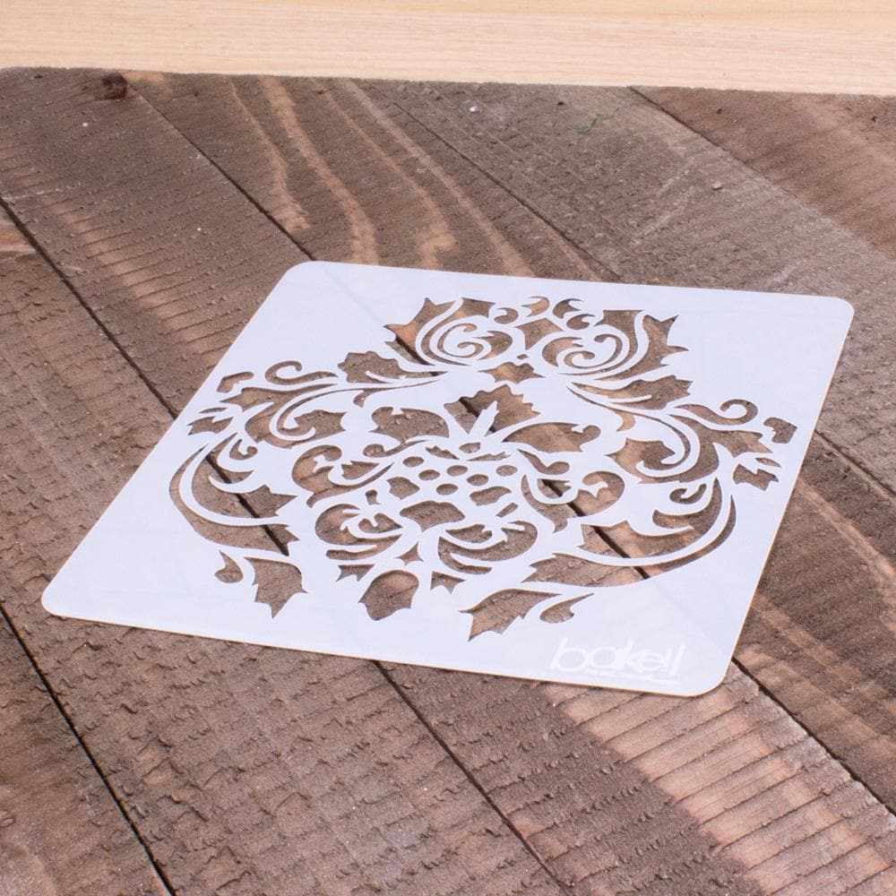 5x5 Inch Damask Print Stencil for DIY Crafts, Wall Painting, and Fabric Design - Reusable Decorative Template for Home Decor & Art Projects
