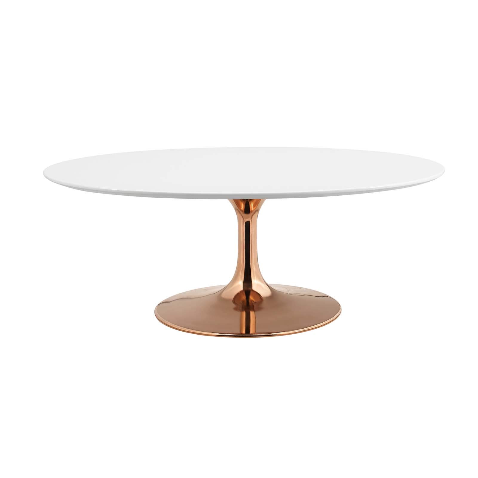 Modern Contemporary Coffee Table for Living Room, Lounge & Lobby - Metal Steel Wood Design in White & Rose Gold - Perfect for Home Decor, Office Waiting Area & Hotel Reception
