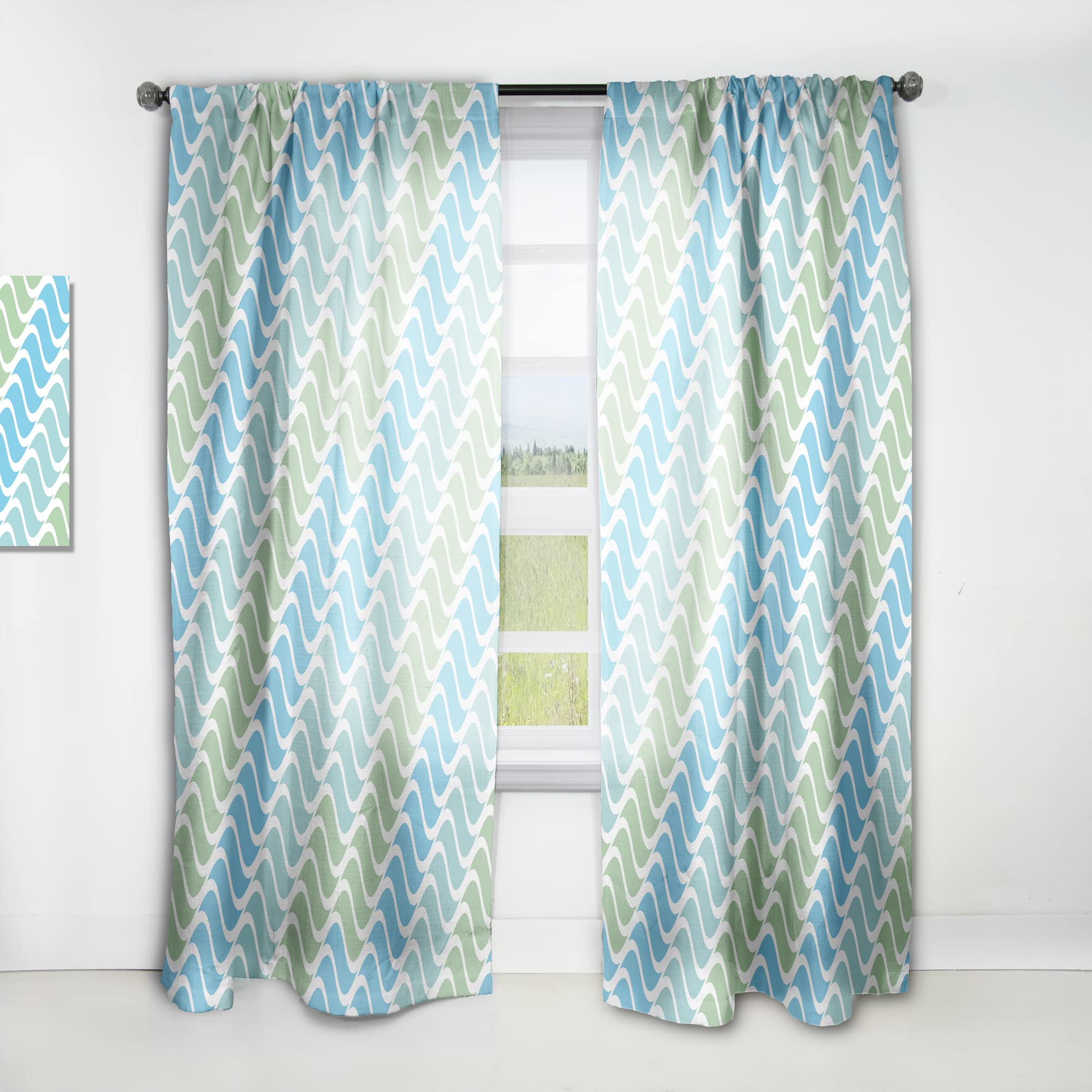 DesignQ Abstract Retro Pattern Thermal Insulated Curtains - Single Panel 52x63 - Bedroom & Living Room Blackout Drapes for Home Decor & Light Blocking