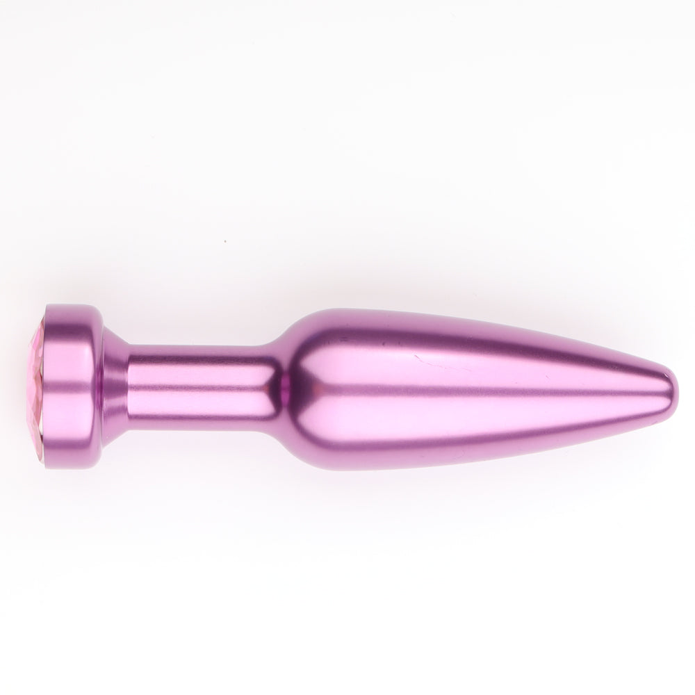 Premium Elongated Tapered Metal Butt Plug with Round Gem - Stainless Steel Anal Plug for Beginners & Advanced Users - Perfect for Couples Play & Solo Pleasure