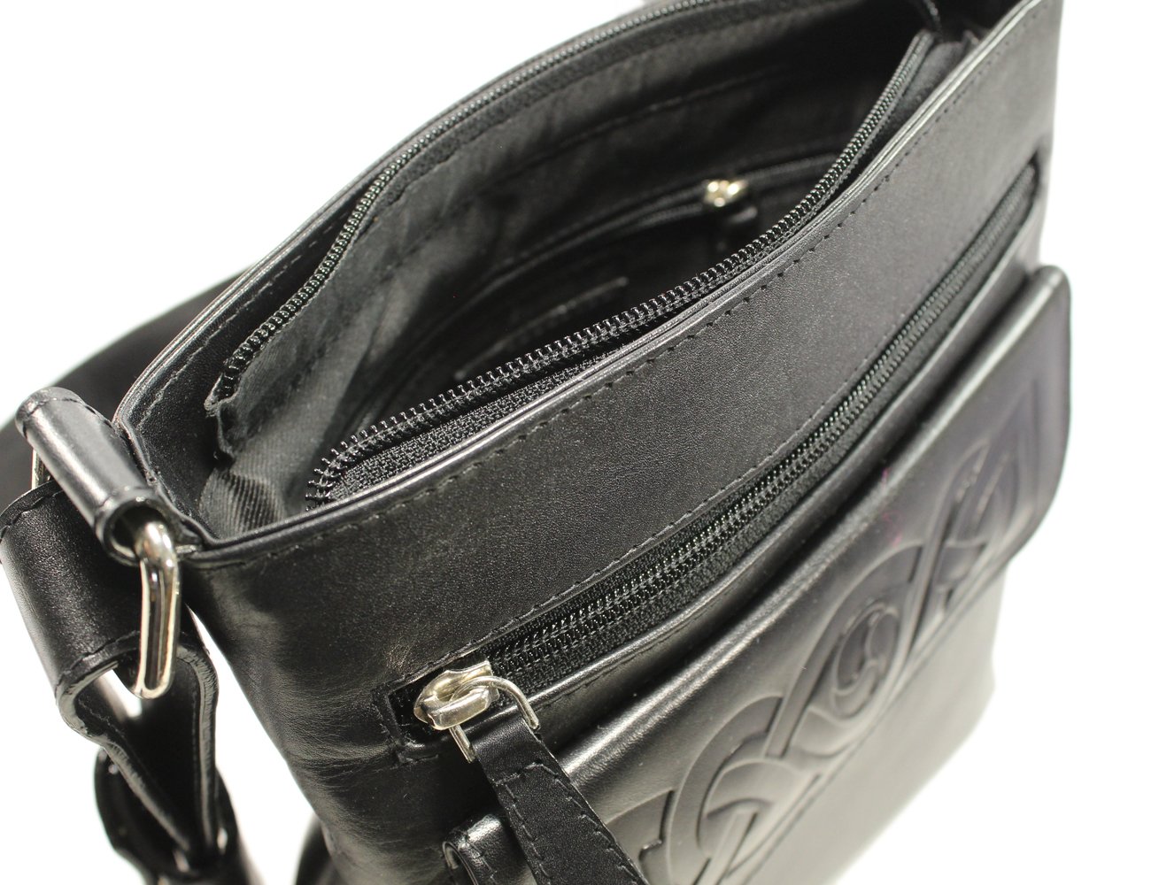 Authentic Irish Leather Crossbody Purse for Women - Biddy Murphy Handbag with Celtic Weave Embossing, Top Handle, Made in Ireland - Perfect for Daily Use, Travel & Special Occasions