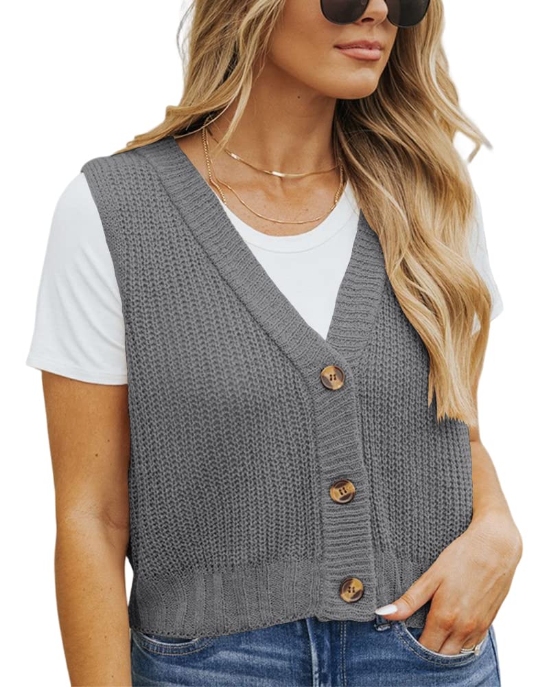 Cicy Bell Women's Knit Sweater Vest - Button Up Sleeveless Cardigan for Fall & Winter Layering | Casual Office Wear & Outdoor Outfits