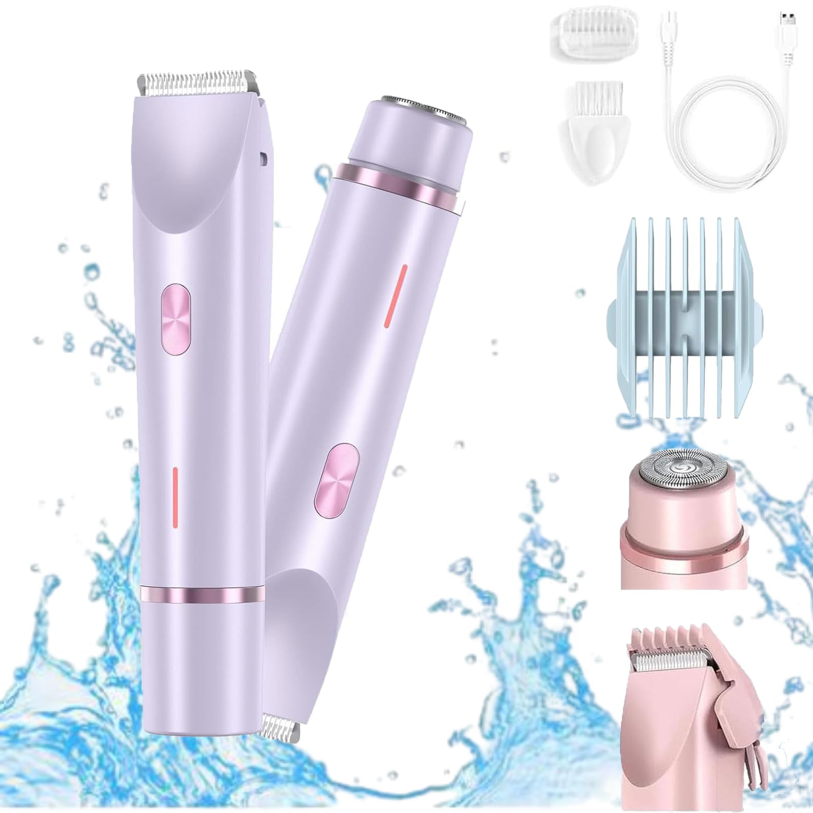 Leoni Sensabare 2 in 1 Electric Shaver & Trimmer - Dual Head Wet/Dry Rechargeable Razor for Women & Men - Perfect for Travel, Gym & Home Use