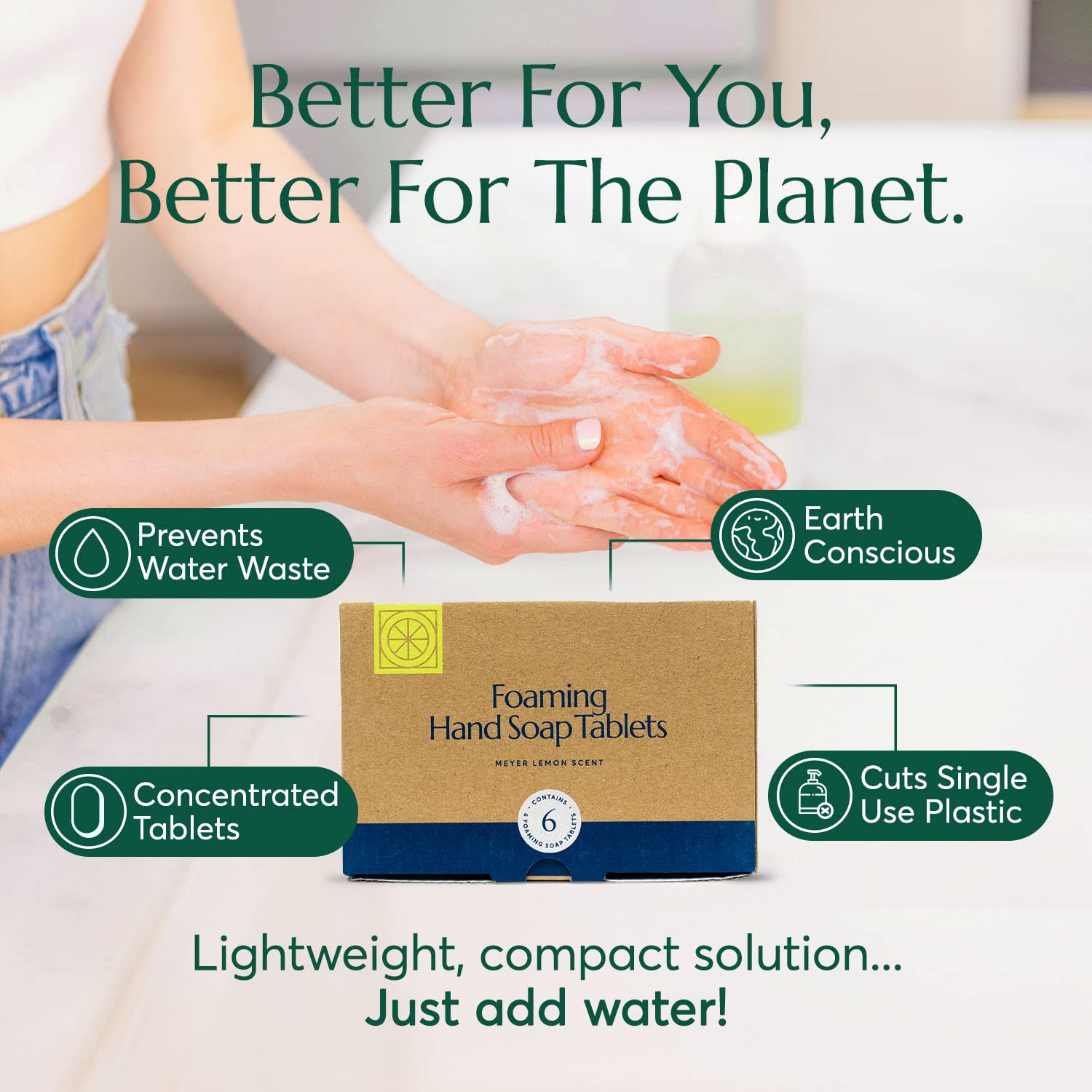 Eco-Friendly Foaming Hand Soap Tablets & Oxy Laundry Booster Tablets Bundle with Reusable Tin | Zero Waste Cleaning Solution for Home, Travel & Camping