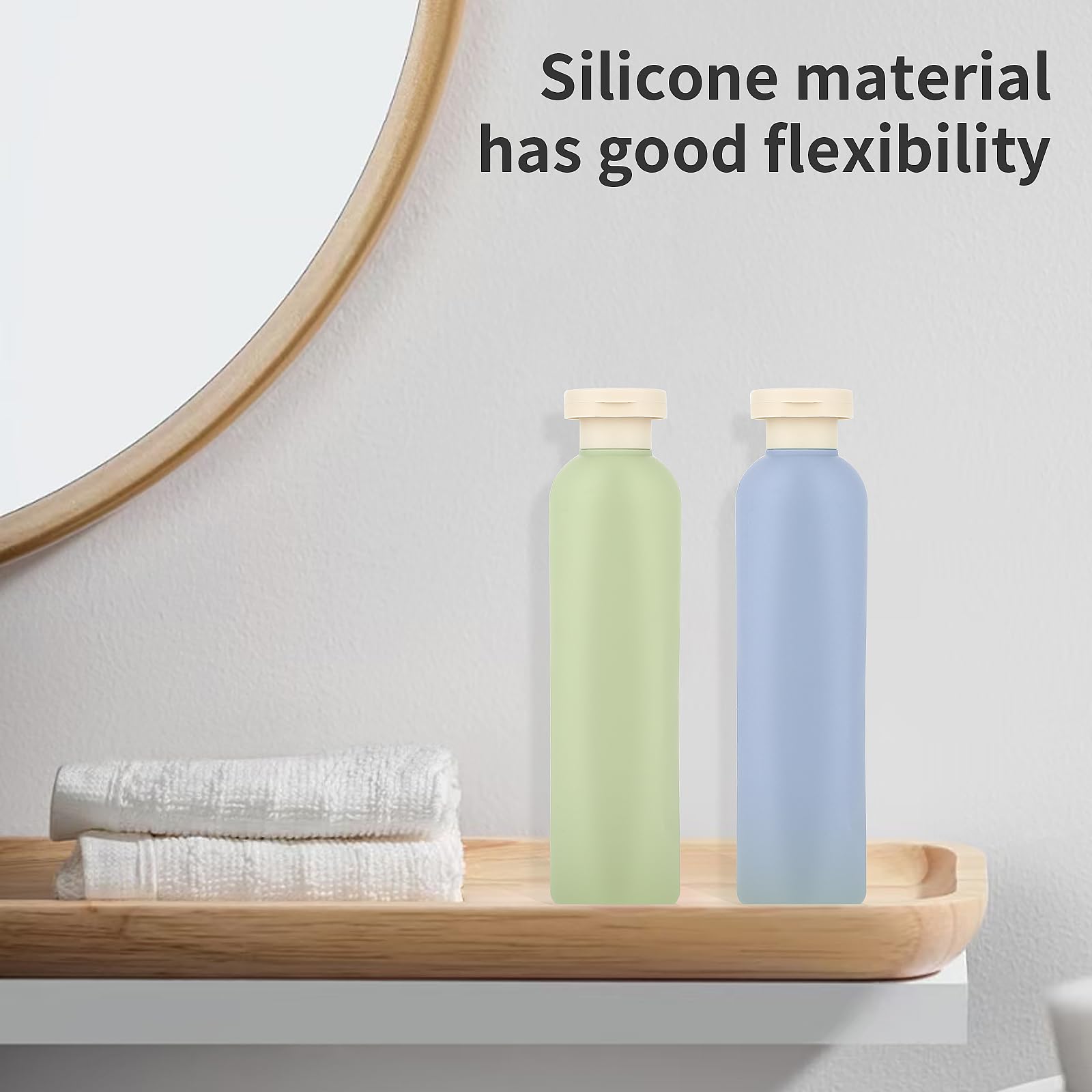 WLLHYF 2 Pack Refillable Squeeze Bottles (260ml) - Leak-Proof Travel Containers for Shampoo, Lotion & Creams | BPA-Free Plastic with Flip Top Cap | Perfect for Toiletries, Gym & Air Travel (Green & Blue)