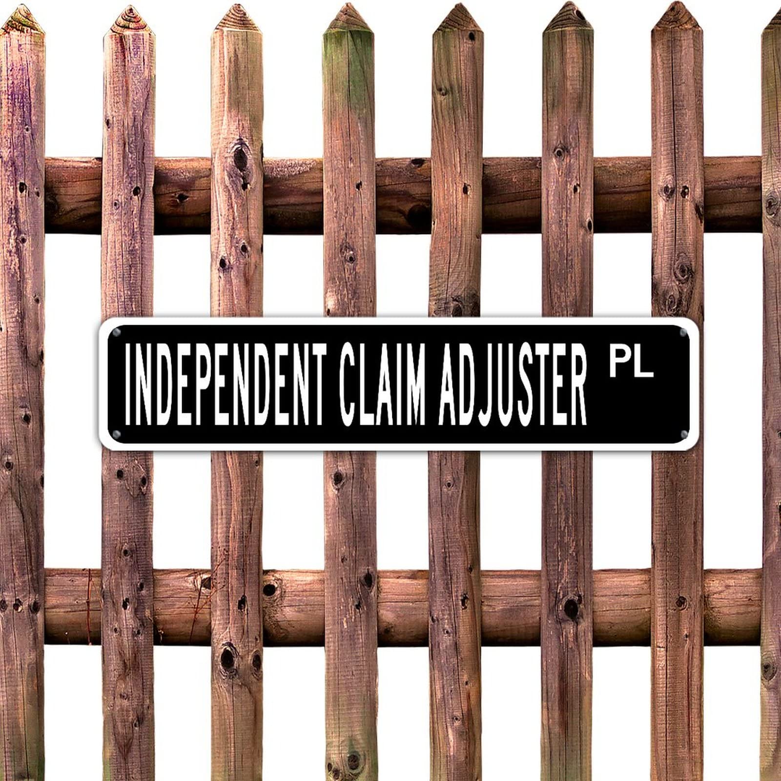 Personalized Independent Claim Adjuster PL Retro Black Office Sign - Water-Resistant Metal Wall Decor for Office, Bedroom, Bathroom - 4x18 Inch Rectangle - Perfect for Professional Spaces & Home Decor