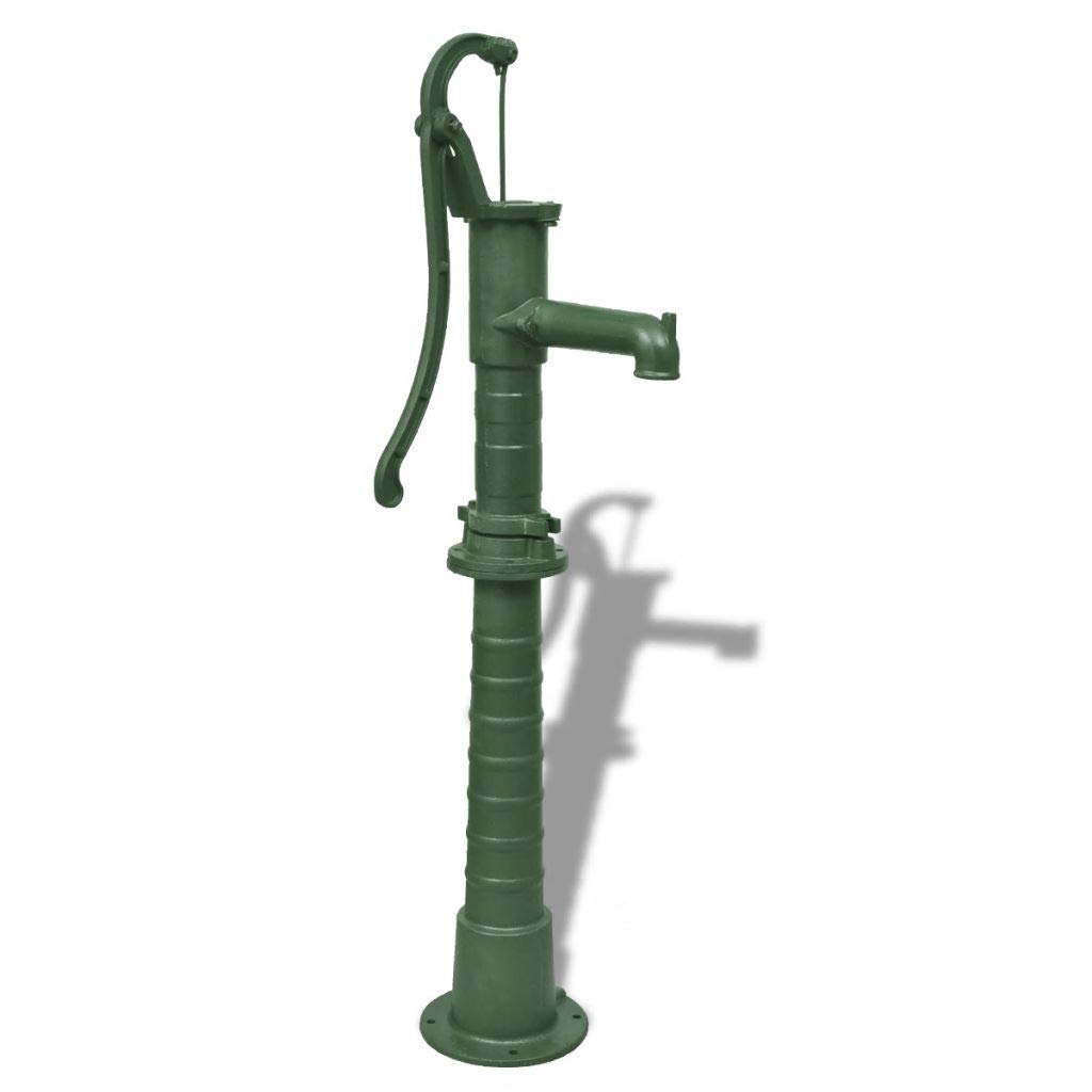 Antique Style Cast Iron Garden Hand Water Pump Stand - Outdoor Patio Yard Decoration with Bracket Holder, 25.6 x 15.7 x 5.9 Inch - Perfect for Vintage Farmhouse, Rustic Garden, and Countryside Outdoor Decor