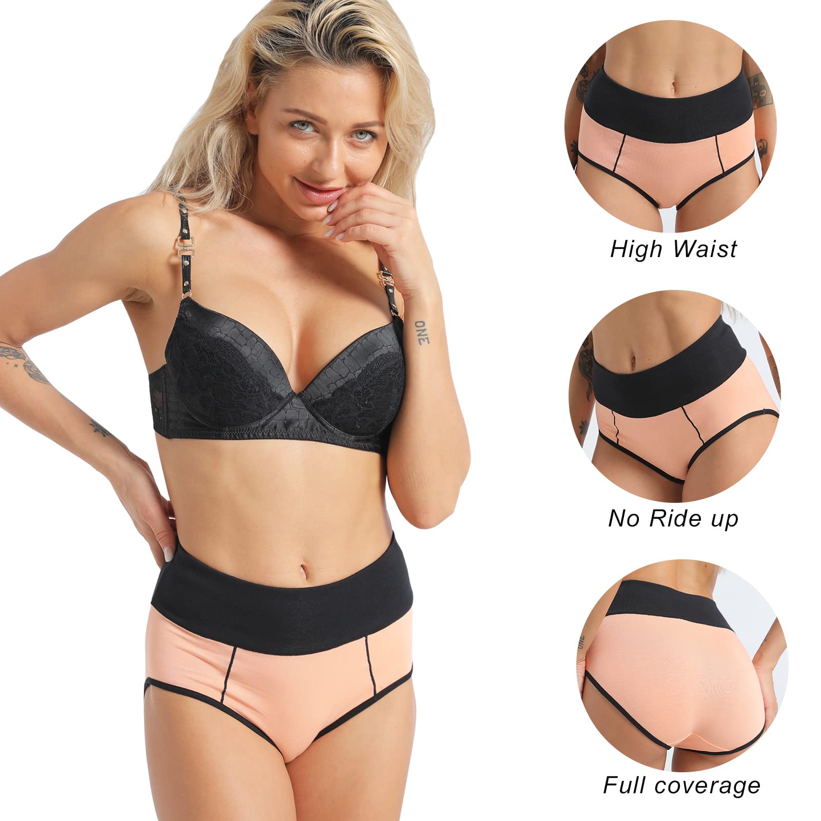 High Waisted Cotton Briefs for Women - Soft, Breathable Full Coverage Underwear with Stretch - Regular & Plus Size - Perfect for Everyday Comfort, Yoga & Lounge Wear