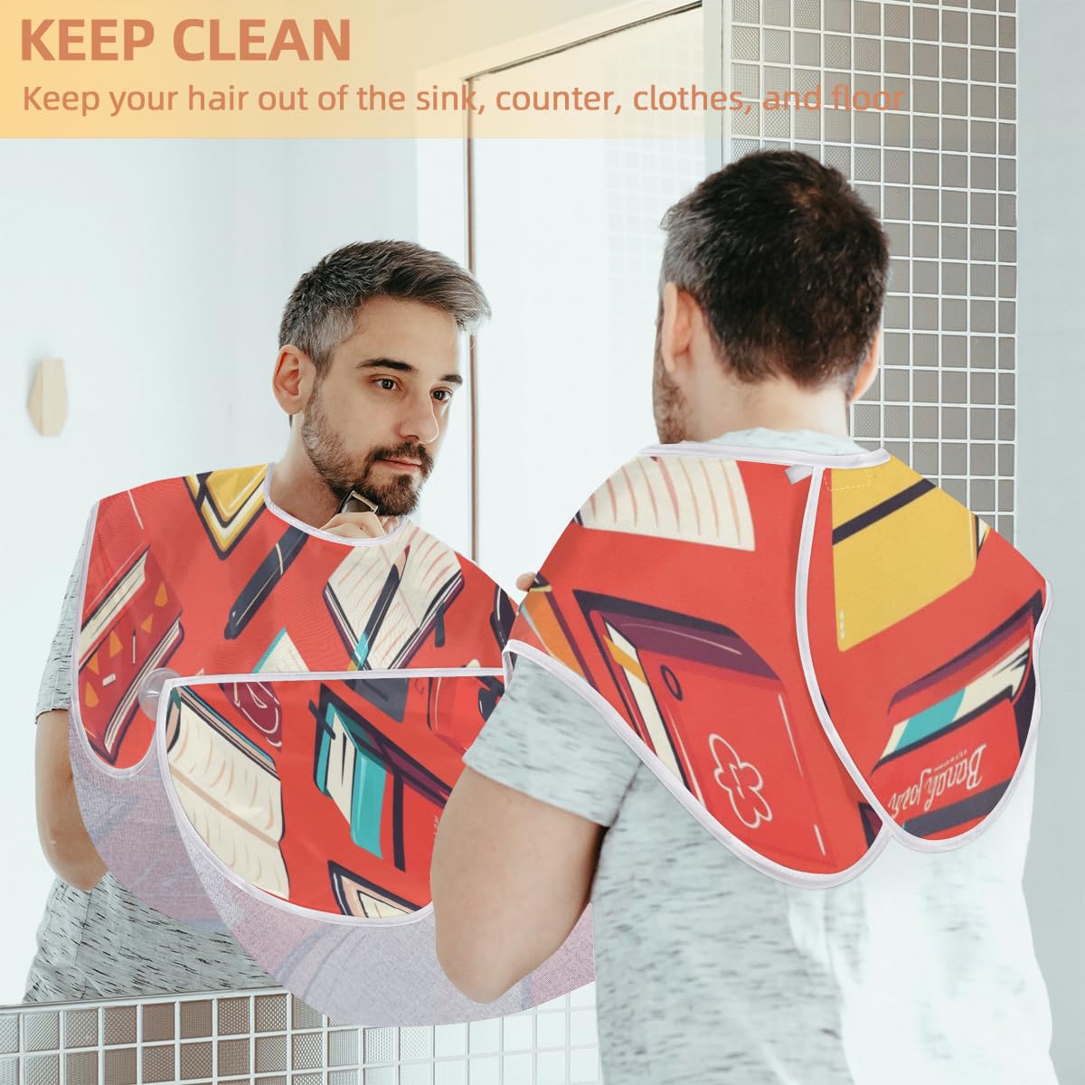 **Waterproof Beard Bib Apron for Men - Shaving & Grooming Hair Catcher Cape - Perfect Gift for Dad, Him & Barbers - Use at Home or Salon**