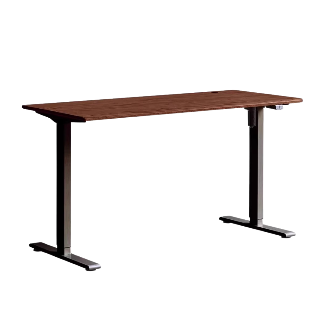 Premium Solid Oak & Black Walnut Electric Height Adjustable Standing Desk - Ergonomic Home Office Workstation for Remote Work & Study