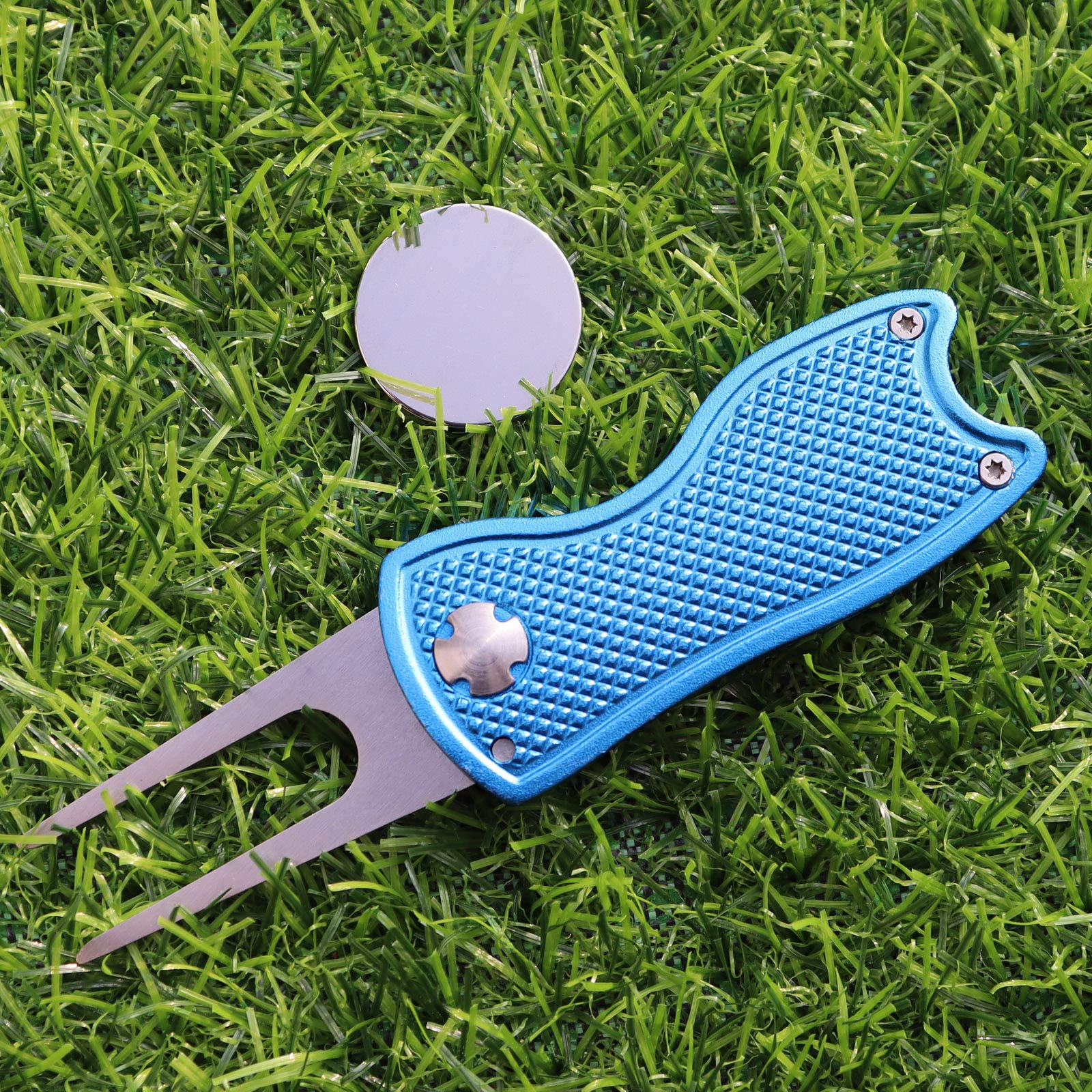 Foldable Golf Divot Repair Tool with Ball Markers Set - Durable Stainless Steel Golf Accessories for Course & Practice | Perfect Gift for Golfers