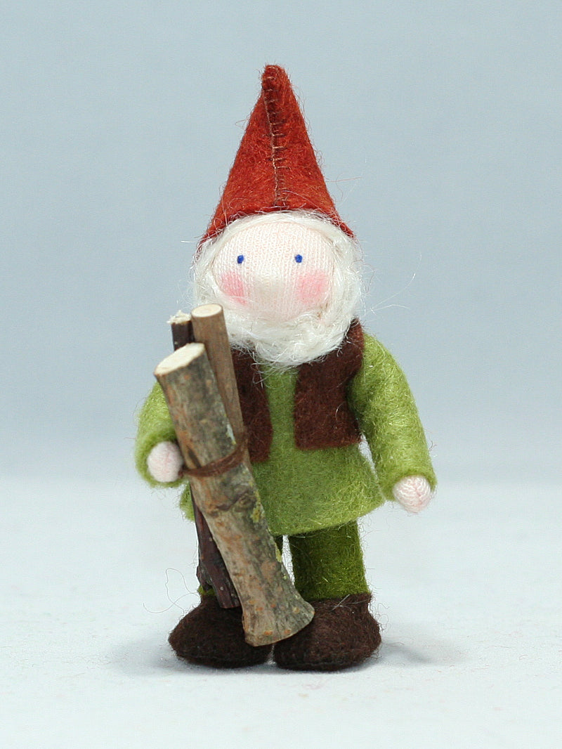 Handmade Woodsman Gnome Felted Waldorf Doll - Natural Wool, 3 Skin Tone Options - Perfect for Waldorf Education, Nature Tables & Cozy Home Decor