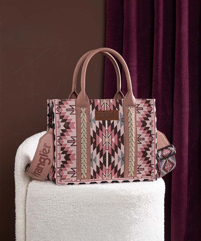 Wrangler Aztec Print Canvas Tote Bag for Women - Stylish & Durable Handbag for Shopping, Beach, Work & Travel Accessories