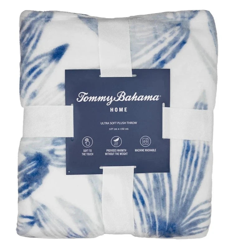 Tommy Bahama Home Kayo Blue Throw Blanket - Soft & Cozy Lightweight Blanket for Sofa, Bed, Travel & Outdoor Use