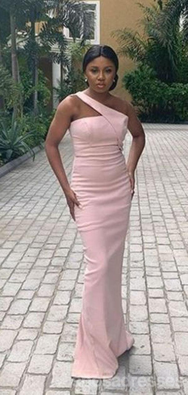 Elegant Pink Mermaid One Shoulder Long Bridesmaid Dress - WG1492 | Formal Wedding Party Gown for Bridal Shower, Prom & Special Occasions