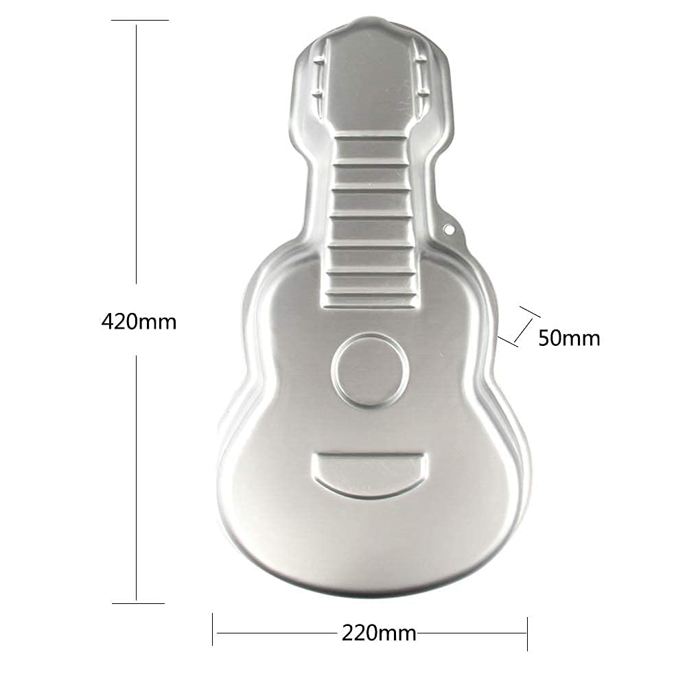 16.5 Inch Aluminum 3D Guitar Shaped Cake Pan - Non-Stick Baking Mold for Birthday Party, Wedding, Music Theme Cakes - Perfect for Guitar Lovers & Bakers