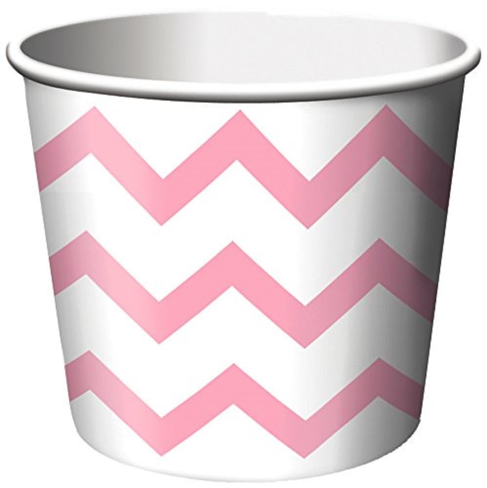 6-Pack Chevron Classic Pink Paper Treat Cups - Perfect for Birthday Parties, Baby Showers & Dessert Displays