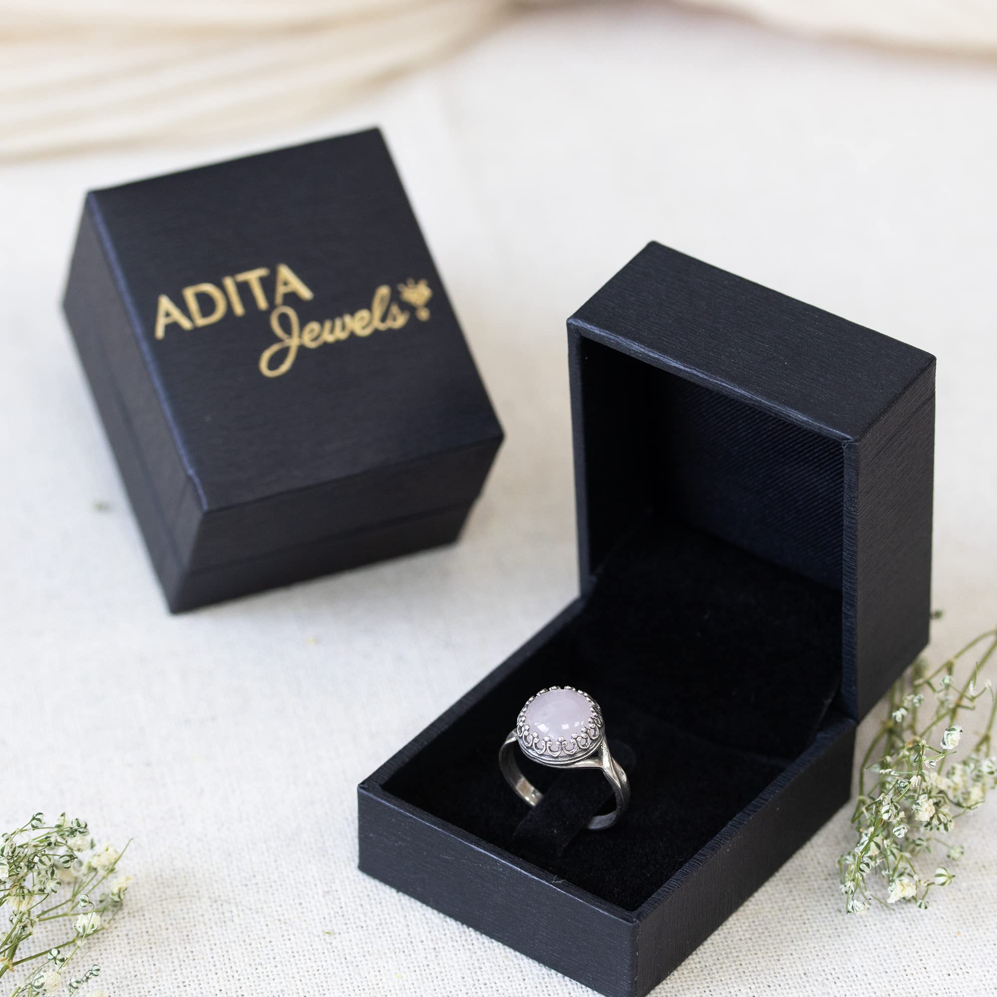 925 Sterling Silver Rose Quartz Rings for Women - Elegant Dainty Anniversary Bands - Healing Crystal Jewelry Gift for Her - Perfect for Valentine's Day, Wedding, Birthday & Special Occasions