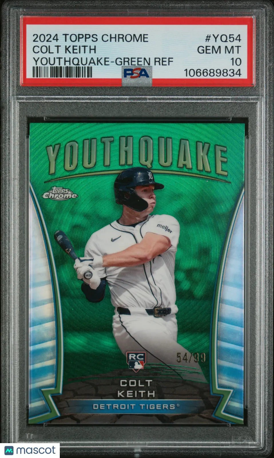 2024 Topps Chrome Youthquake Colt Keith RC Rookie Green Refractor PSA 10 /99 - Rare Baseball Trading Card for Collectors & Investors - Perfect for Sports Memorabilia Collections & Display Cases
