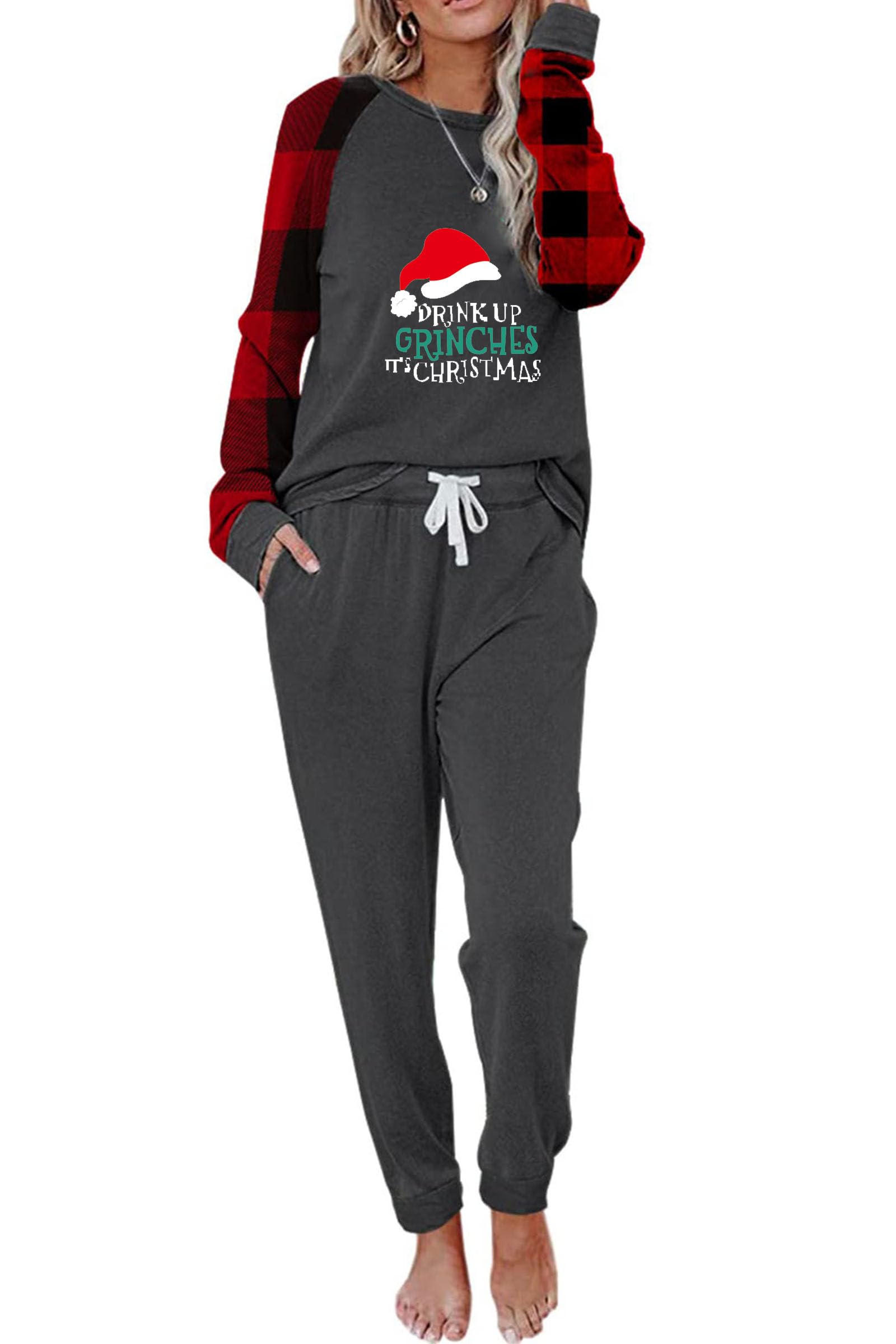 Women's Christmas Print Pajama Set - 2 Piece Cozy Lounge Wear & Jogger Tracksuit for Sleepwear, Loungewear & Holiday Gifts (Perfect for Christmas Parties, Family Gatherings & Cozy Nights In)