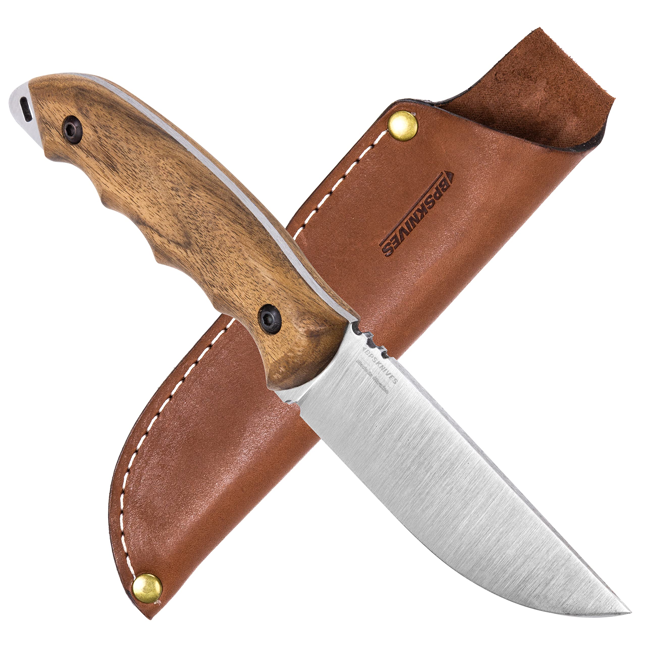 BPS Knives HK4 SSH Full Tang Fixed Blade Knife - High Carbon Stainless Steel Camping Survival Knife with Leather Sheath - Tactical Bushcraft Knife for Hunting, Outdoor Adventures & Emergency Preparedness