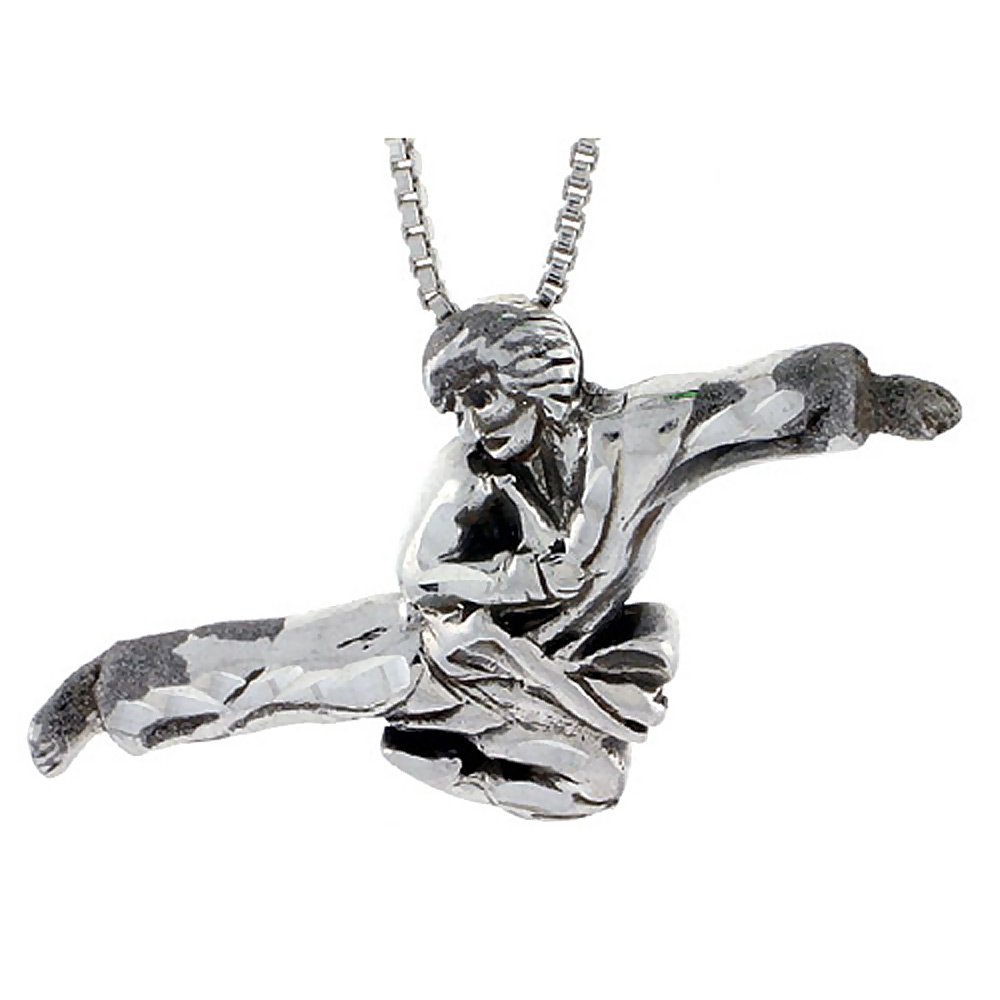Sterling Silver Judo & Karate Pendant Necklace - 3/4 Inch Martial Arts Jewelry - Perfect for Gifts, Training & Competition Wear