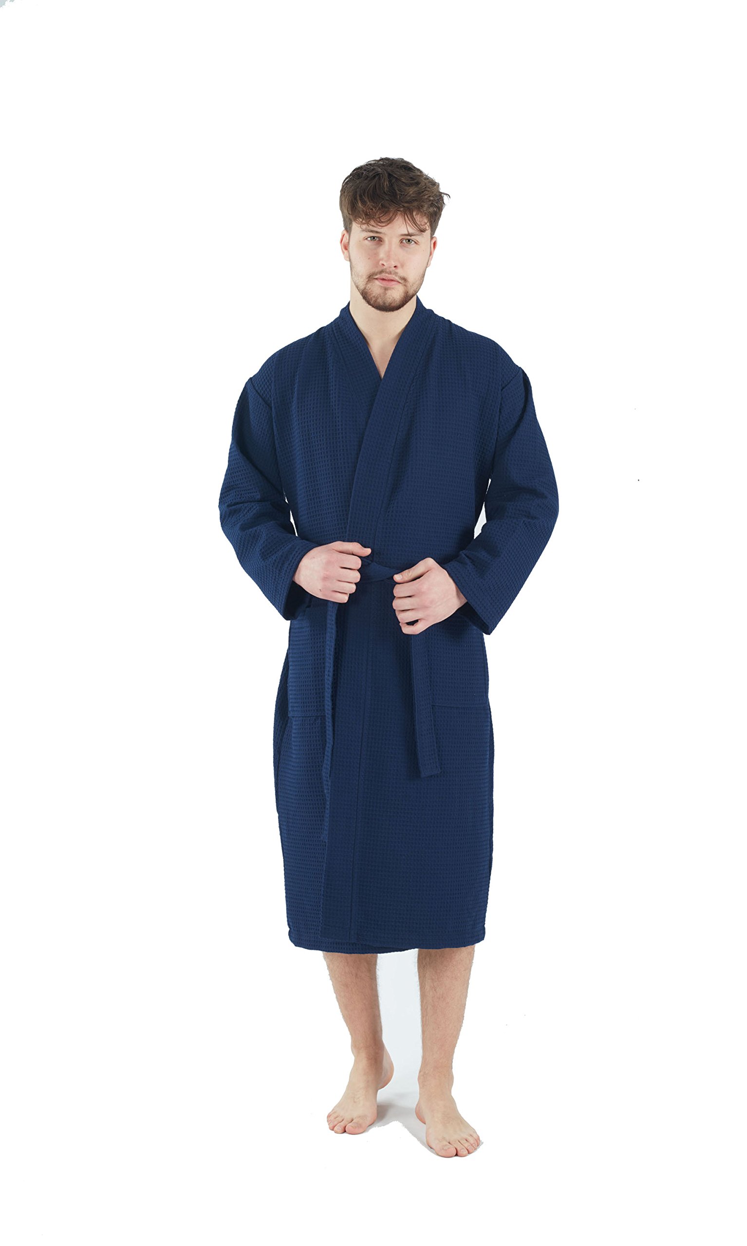 BAGNO MILANO Men's Waffle Robe - Premium Turkish Cotton Bathrobe for Spa, Lounge & Home Relaxation - Soft & Absorbent Mens Robe