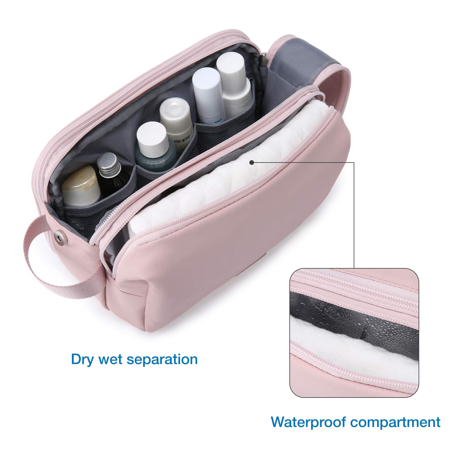 BAGSMART Water-resistant Men's Travel Toiletry Bag - Shaving Dopp Kit Organizer for Toiletries Accessories & Door Room Essentials (Beige, Medium Size) - Perfect for Business Trips, Gym, Camping & Vacation Packing