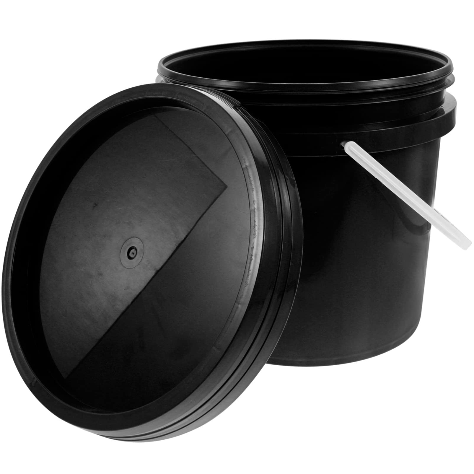 5L Black Plastic Paint Pail with Lid & Handle - Empty Paint Storage Bucket for Arts, Crafts, DIY Projects & Party Favors | Perfect for Home Painting, Workshop Storage & Creative Activities