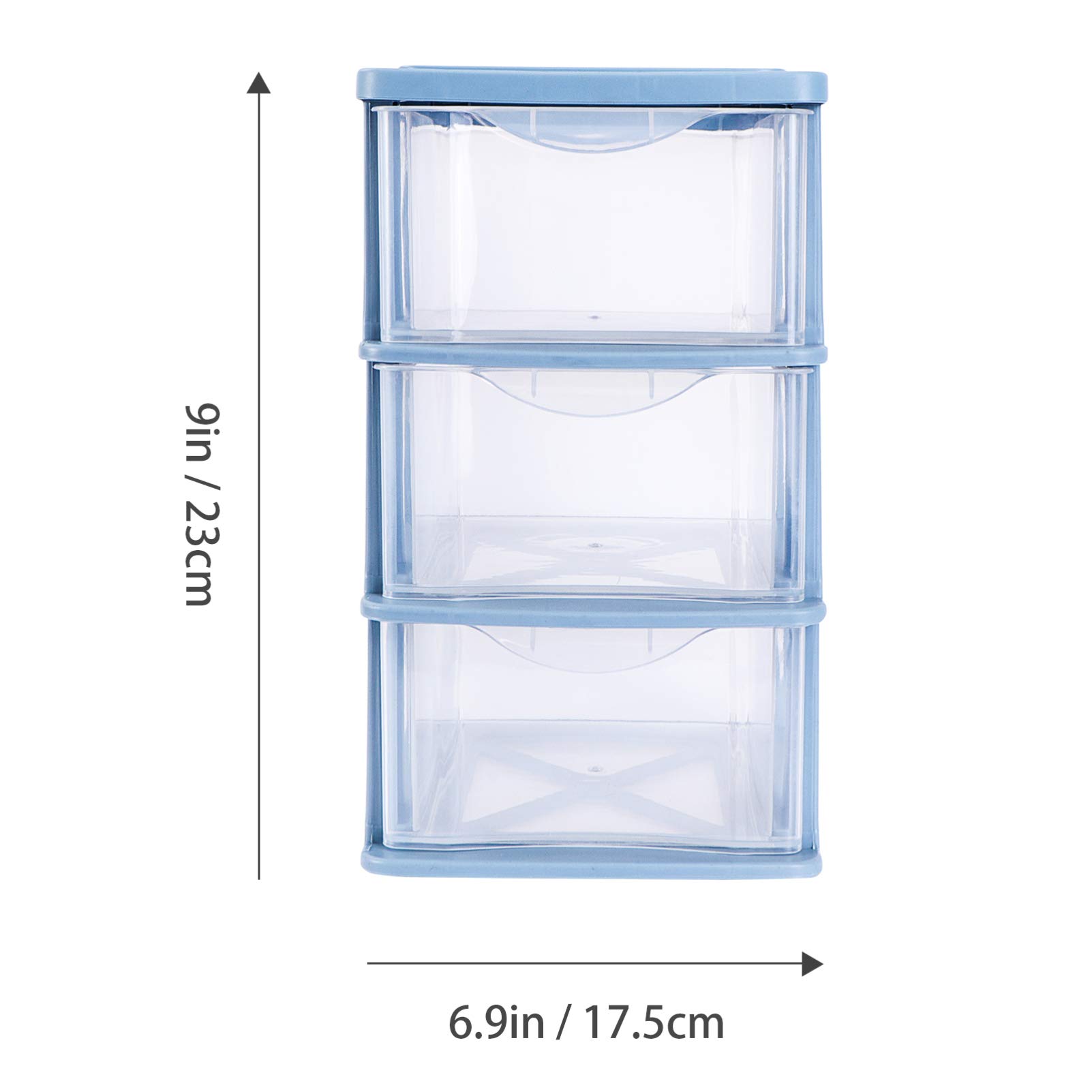 3-Drawer Plastic Storage Cabinet - Makeup Organizer & Jewelry Display Case for Bathroom Vanity, Countertops & Desk (Blue) | Compact Cosmetic Storage Solution for Home & Office Organization