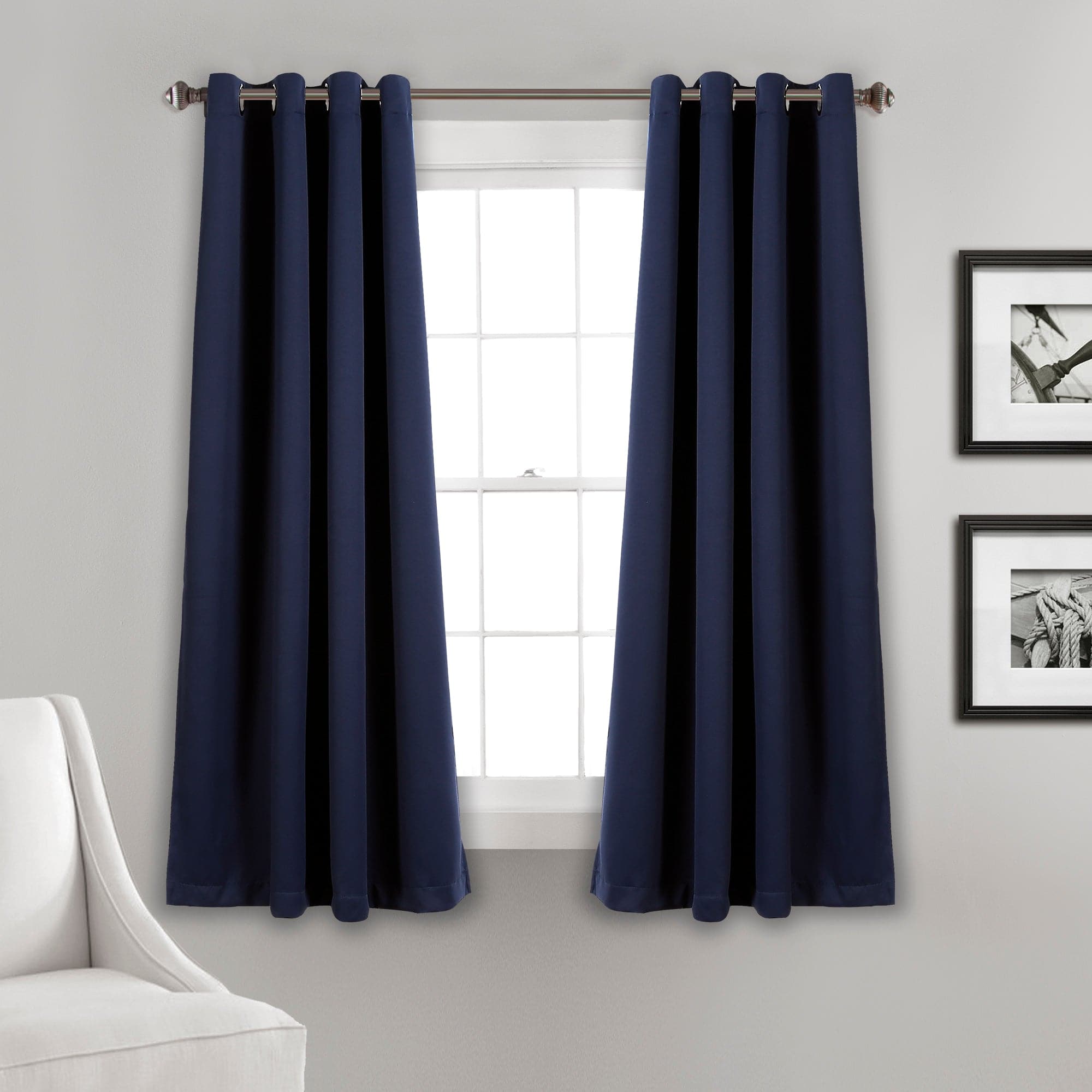 Thermal Insulated Blackout Curtains for Bedroom - Noise Reducing Grommet Window Panels Set, Energy Saving & Light Blocking for Home, Office, Nursery - 2 Panels (52x84 Inches, Black)