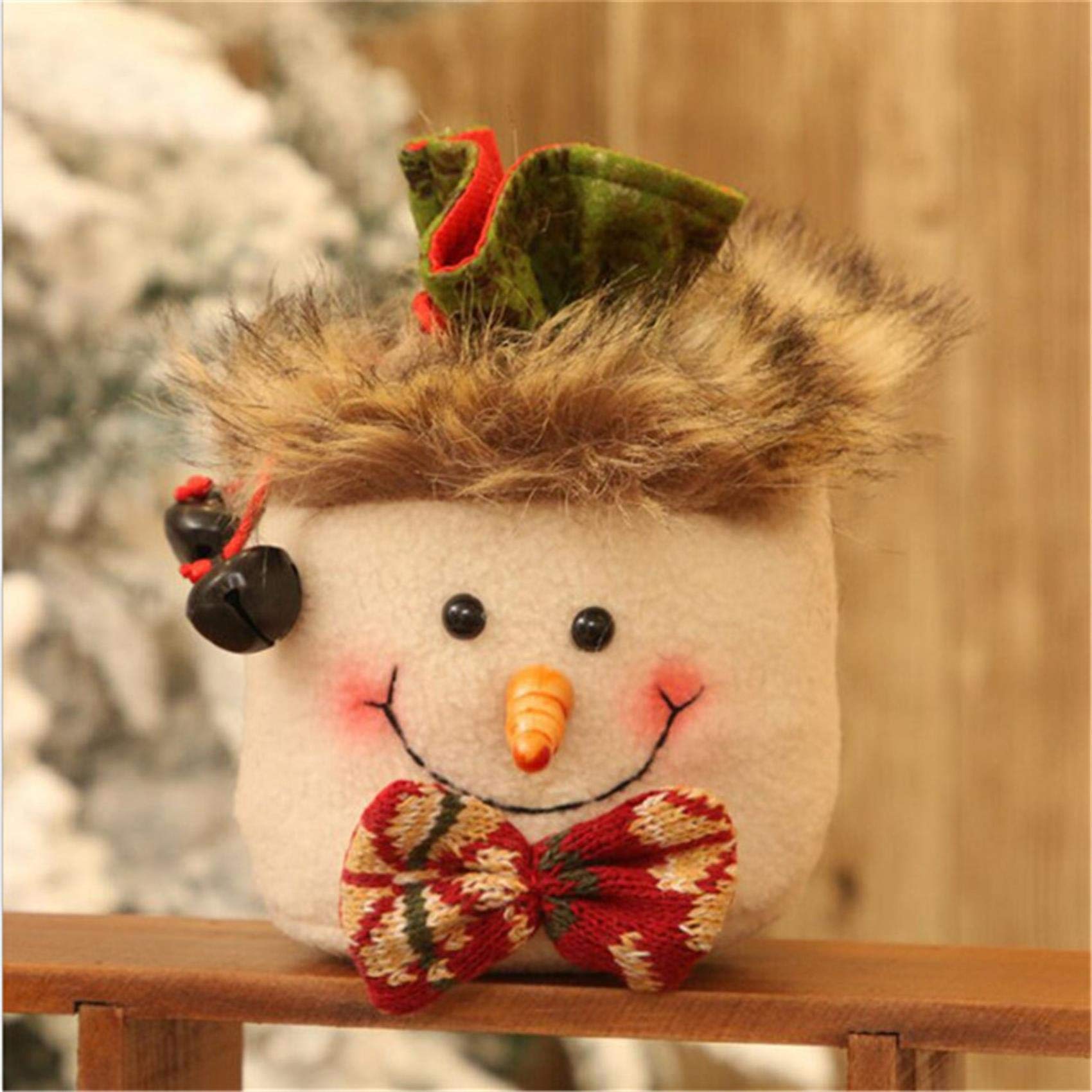 Premium Christmas Eve Apple Box Paper Candy Gift Bags - Snowman with Fur Design for Xmas Party Favors, Holiday Treat Packaging & Festive Gift Giving