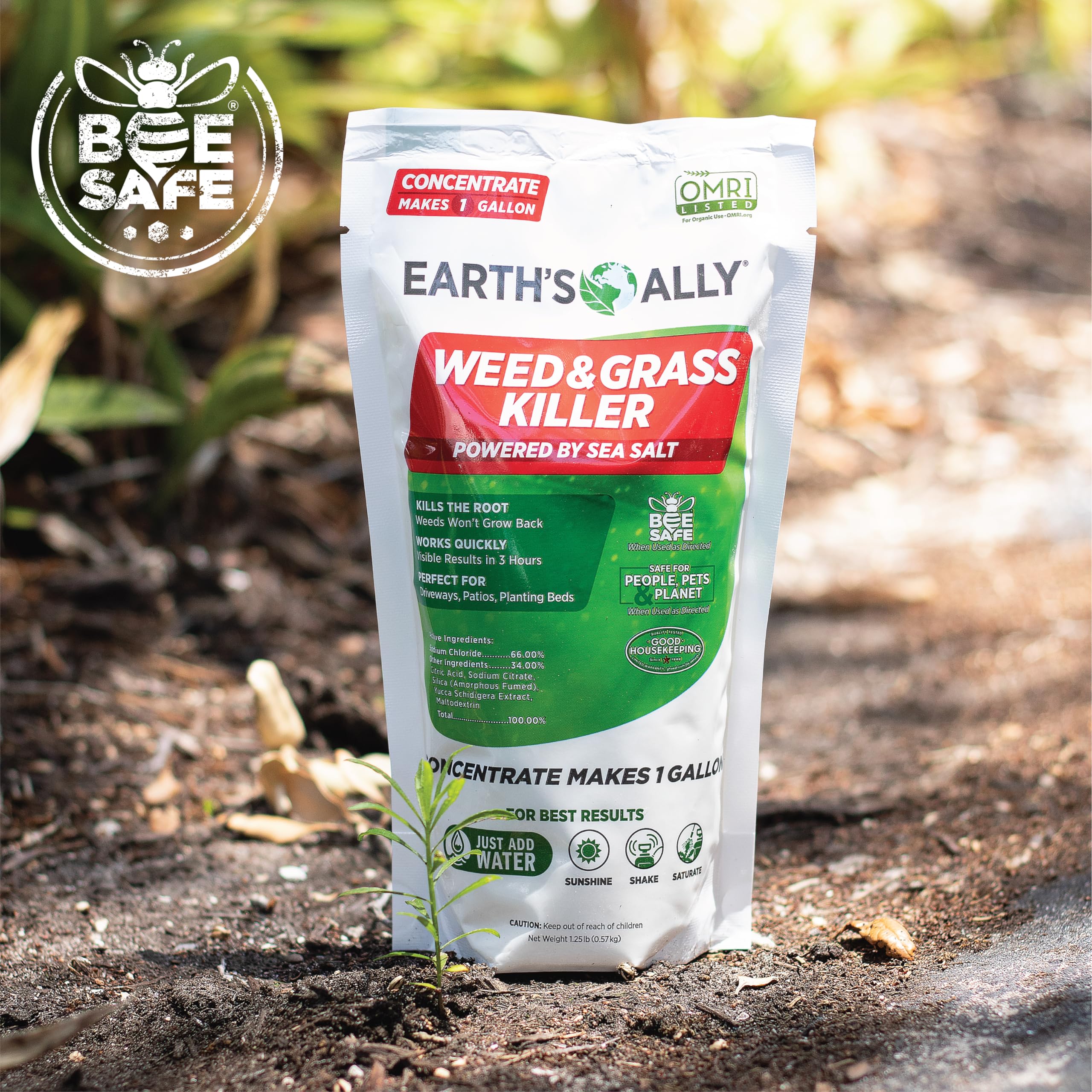 Earth's Ally Pro Weed and Grass Killer 12 Pack - 1.25lb Powder Concentrate | Makes 12 Gallons | Pet & Bee Safe Natural Weed Control Spray for Patios, Driveways, Sidewalks & Gardens | Organic Herbicide for Home & Commercial Use