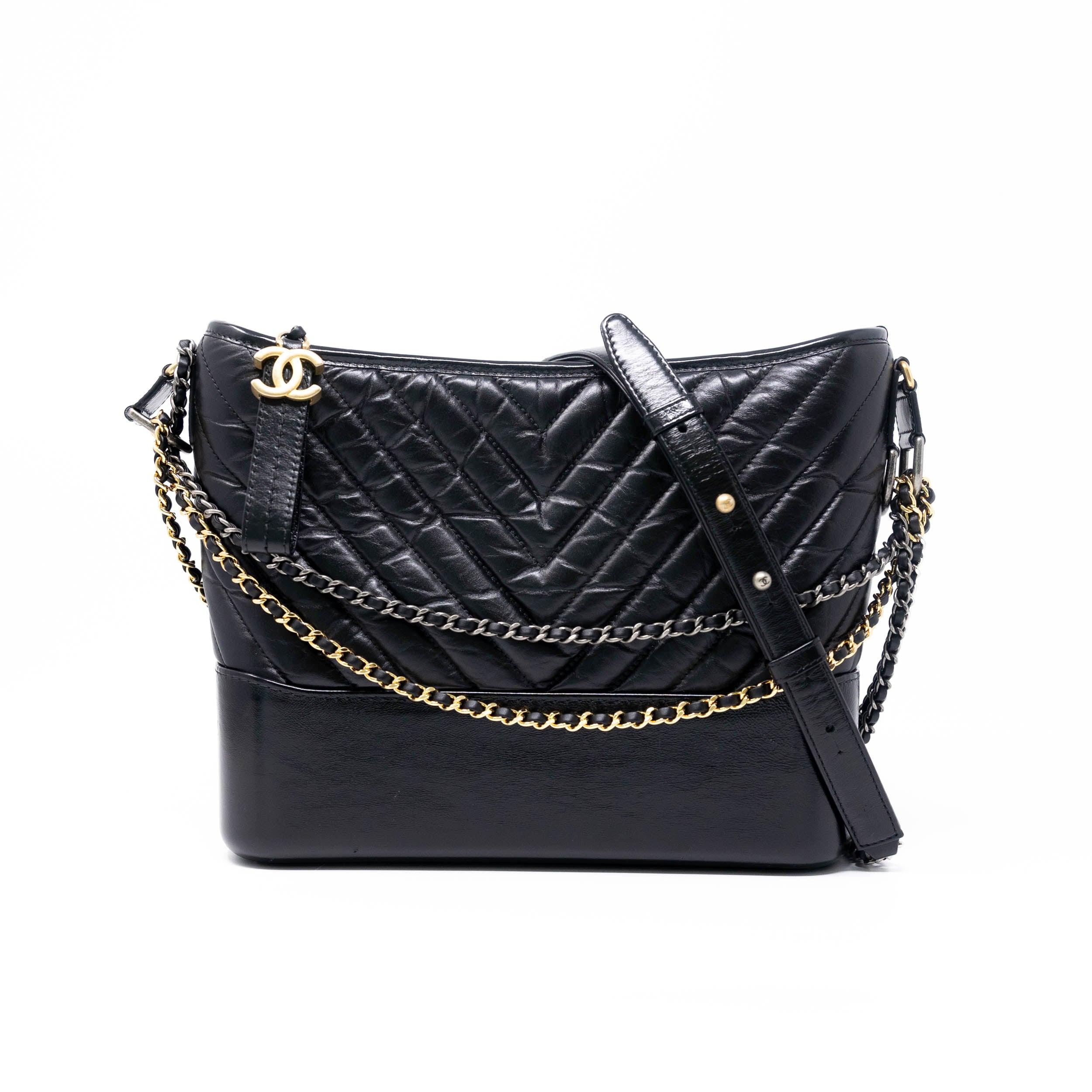 Chanel Black Chevron Medium Gabrielle Hobo Bag - Luxury Designer Handbag for Women, Perfect for Work, Travel & Everyday Use