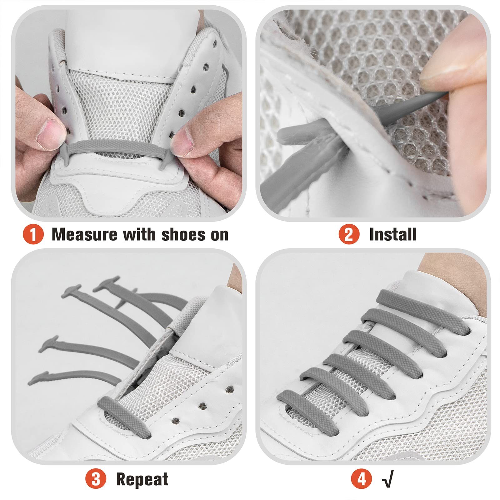 INMAKER No Tie Shoelaces for Kids & Adults - Stretchable Elastic Shoelaces for Sneakers, Running Shoes & Casual Wear | Perfect for Active Lifestyles, Sports & Easy On/Off