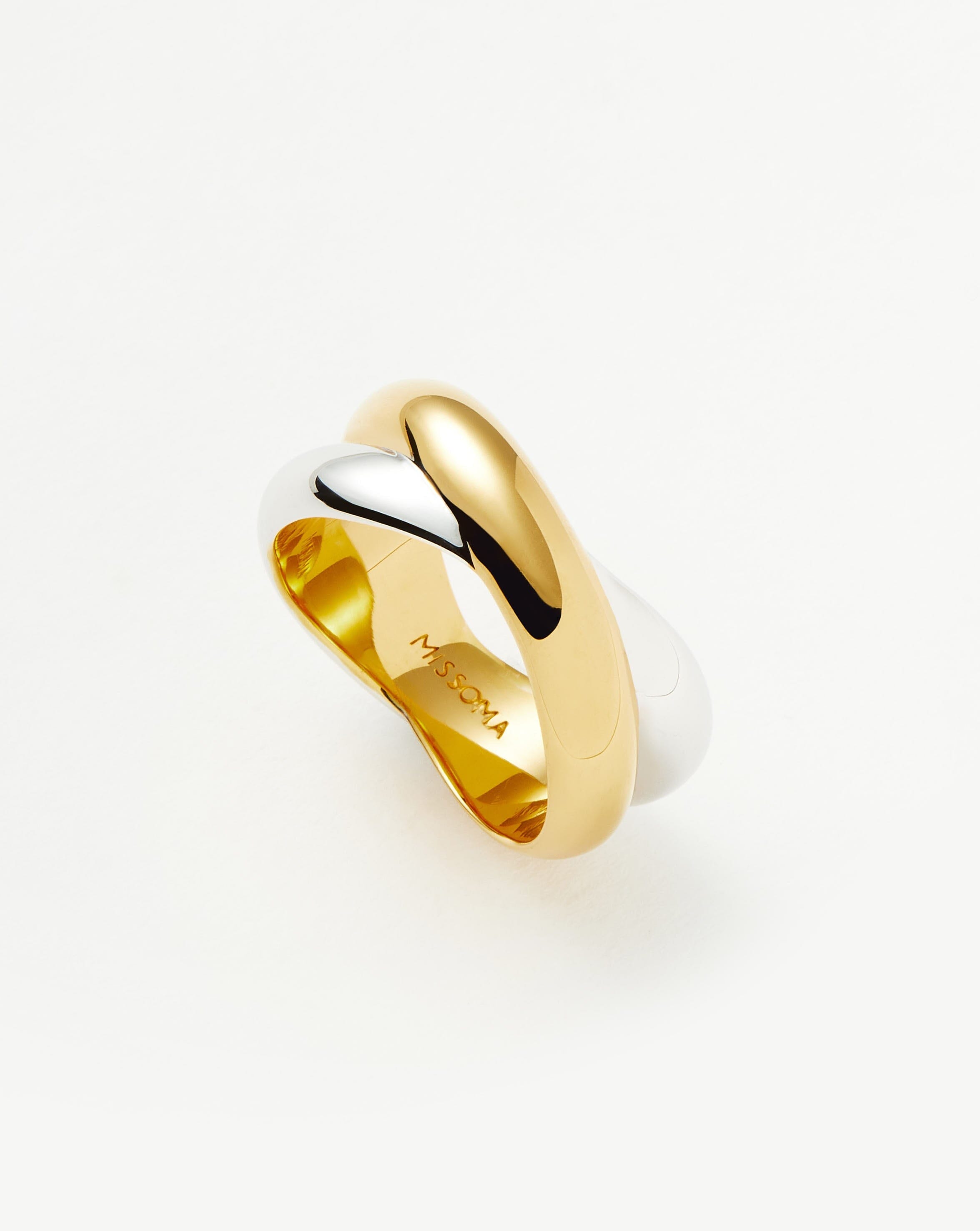 Lucy Williams Chunky Entwine Ring - Mixed Metal Stackable Statement Jewelry for Women | Perfect for Layering, Everyday Wear & Special Occasions
