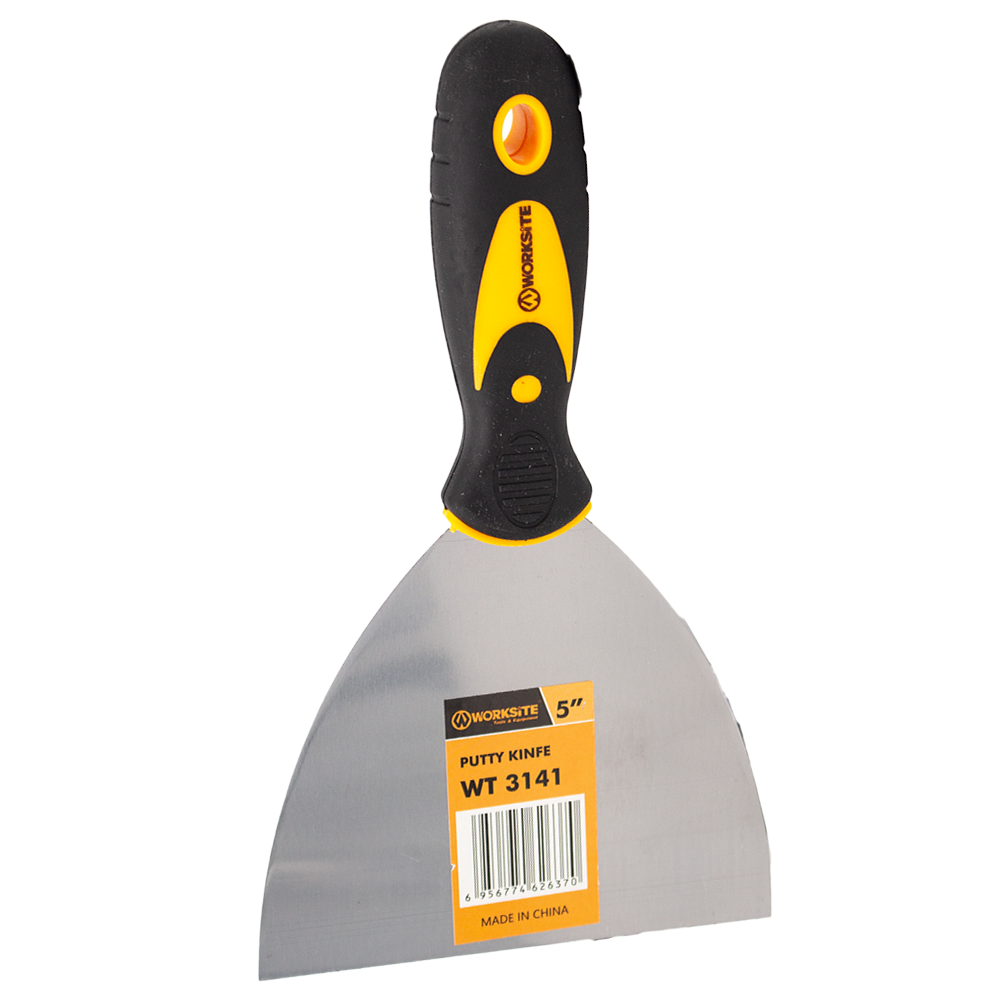 WorkSite 125mm (5-Inch) Professional Putty Knife - Premium Stainless Steel Blade for Drywall, Spackling & Paint Repair - Perfect for DIY Home Improvement & Construction Projects