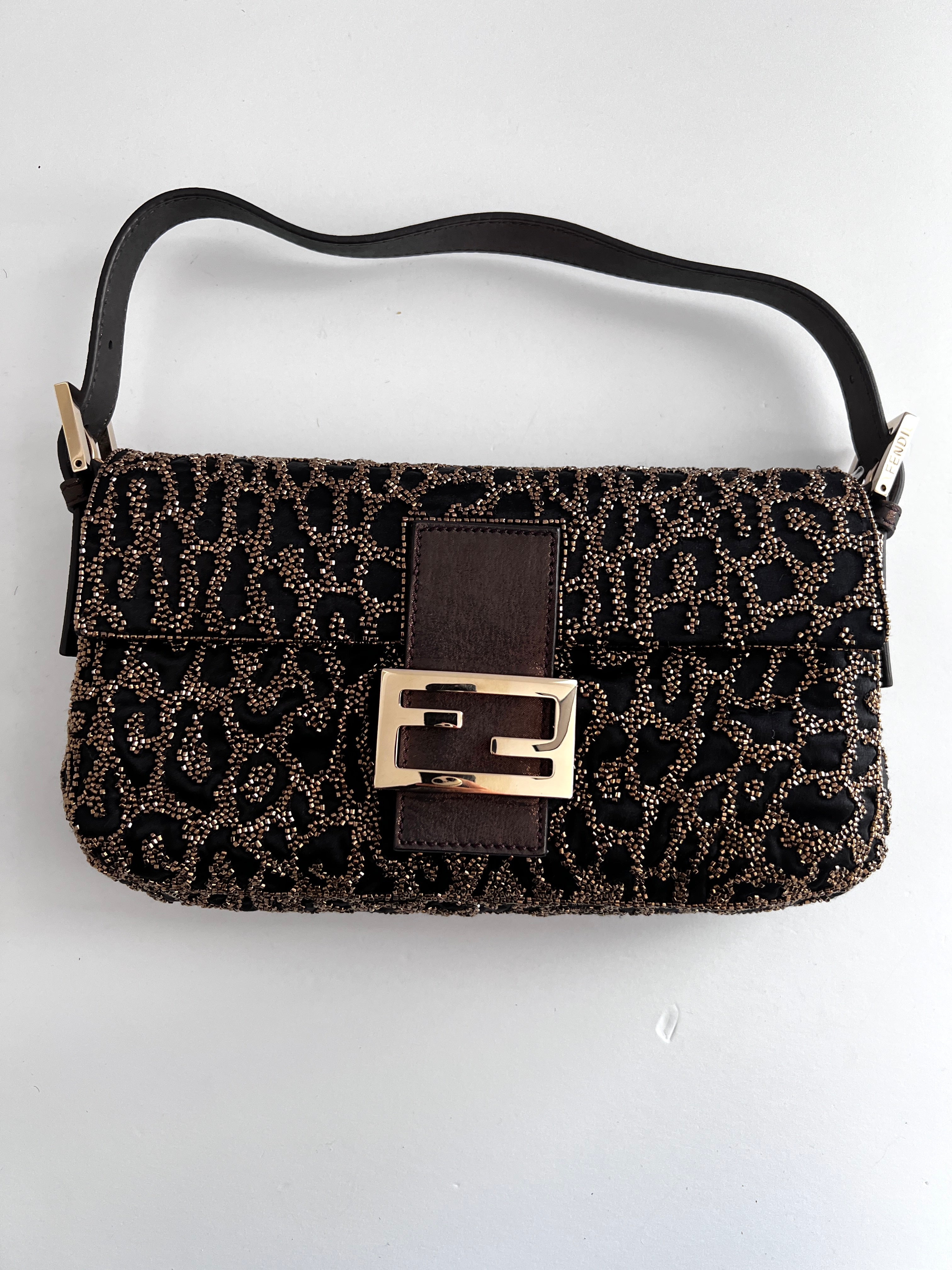 Fendi Cheetah Print Embroidered Beaded Baguette Bag - Luxury Designer Crossbody Purse for Women, Perfect for Parties, Date Nights & Special Occasions