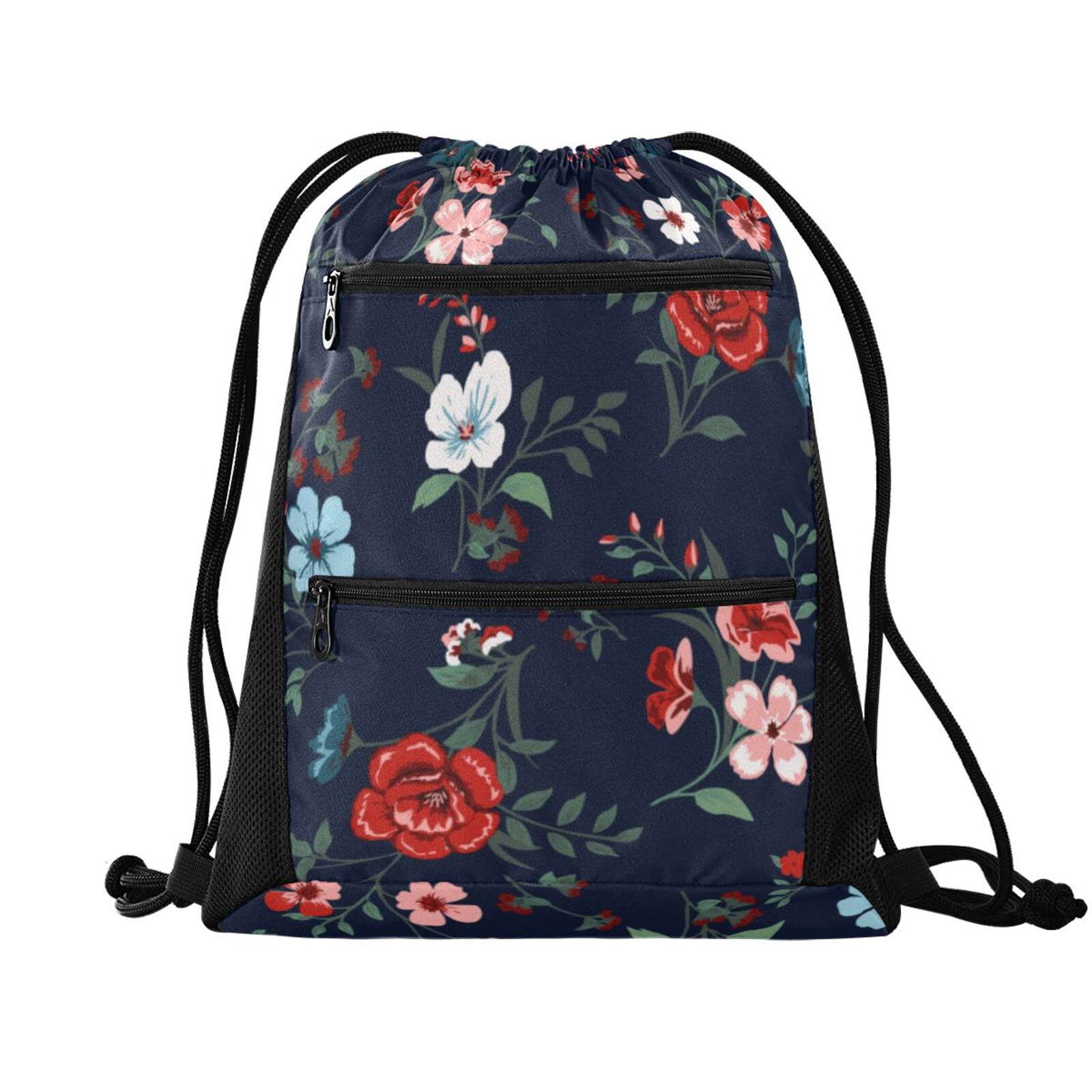 **Drawstring Backpack for Women & Men - Lightweight Mesh Sackpack with Zipper Pocket - Cinch Sling Bag for Gym, Sports, Yoga, Pool & Shopping - One Size (Pattern 574) - Perfect for Travel, Beach & Outdoor Activities**