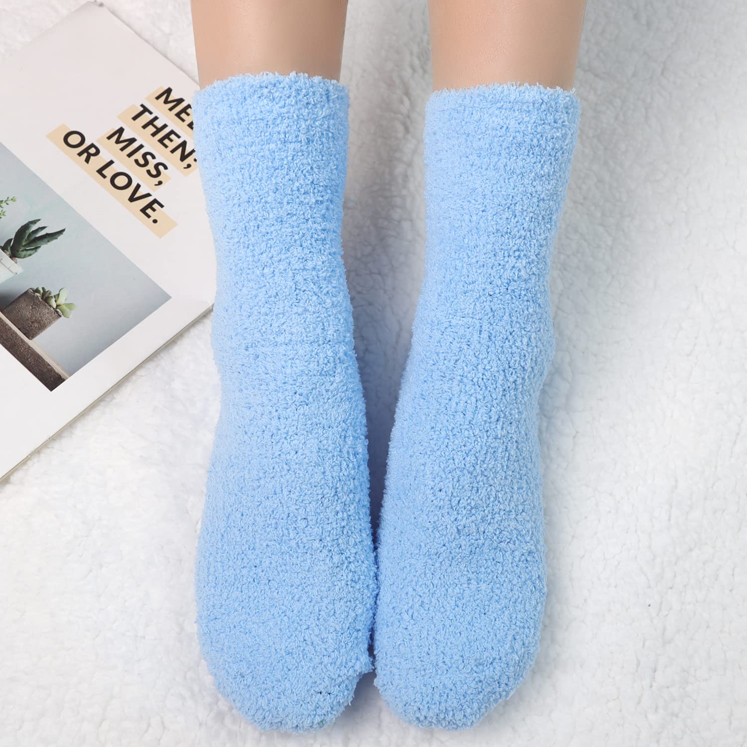 Cozy Plush Slipper Socks for Women - Warm Fuzzy Crew Socks with Non-Slip Sole | Soft Winter Indoor House Shoes for Lounge, Yoga & Home Comfort