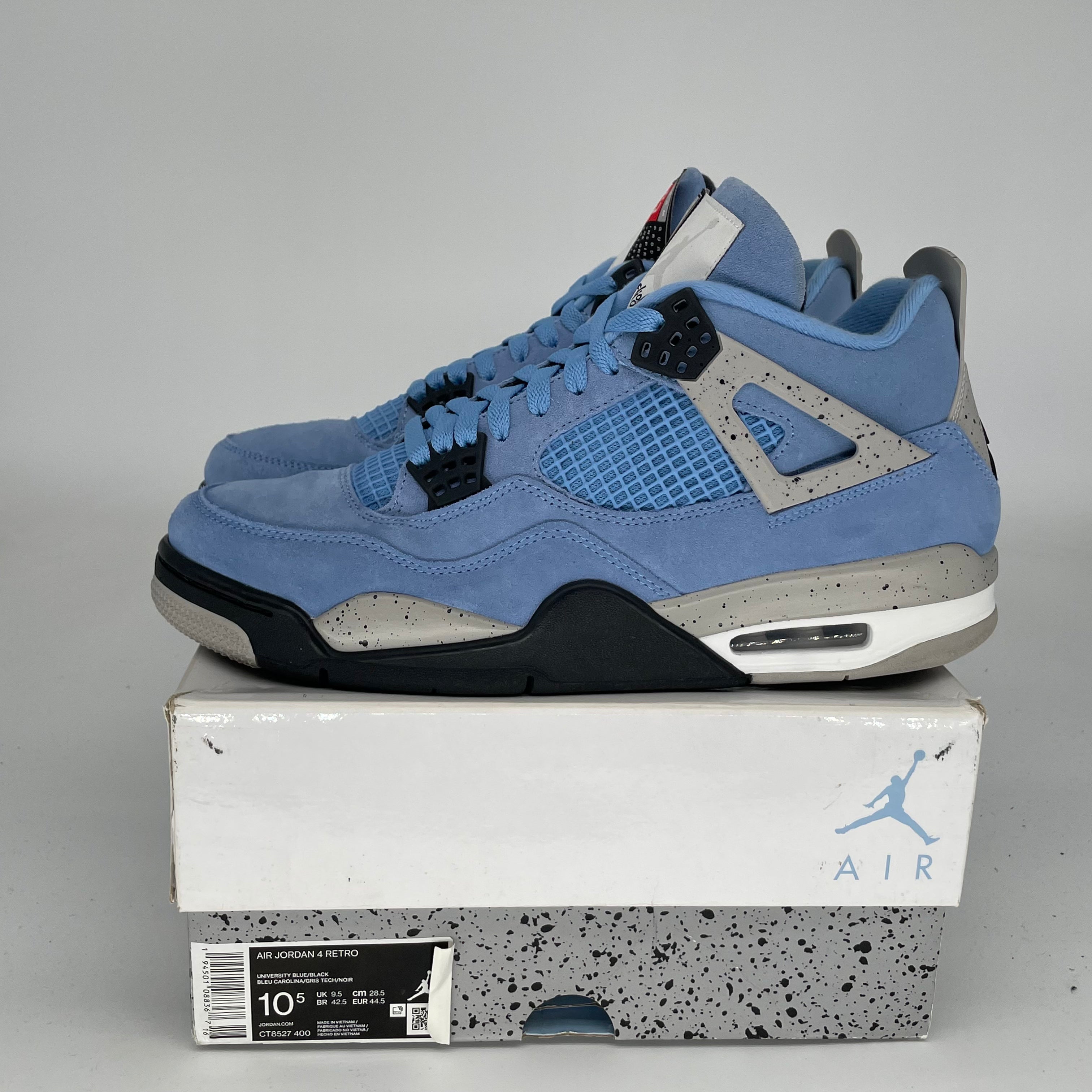 AIR JORDAN 4 UNIVERSITY BLUE MEN'S SNEAKERS SIZE 10.5 - CT8527-400 | Retro Basketball Shoes for Men, Casual Wear & Street Style Fashion