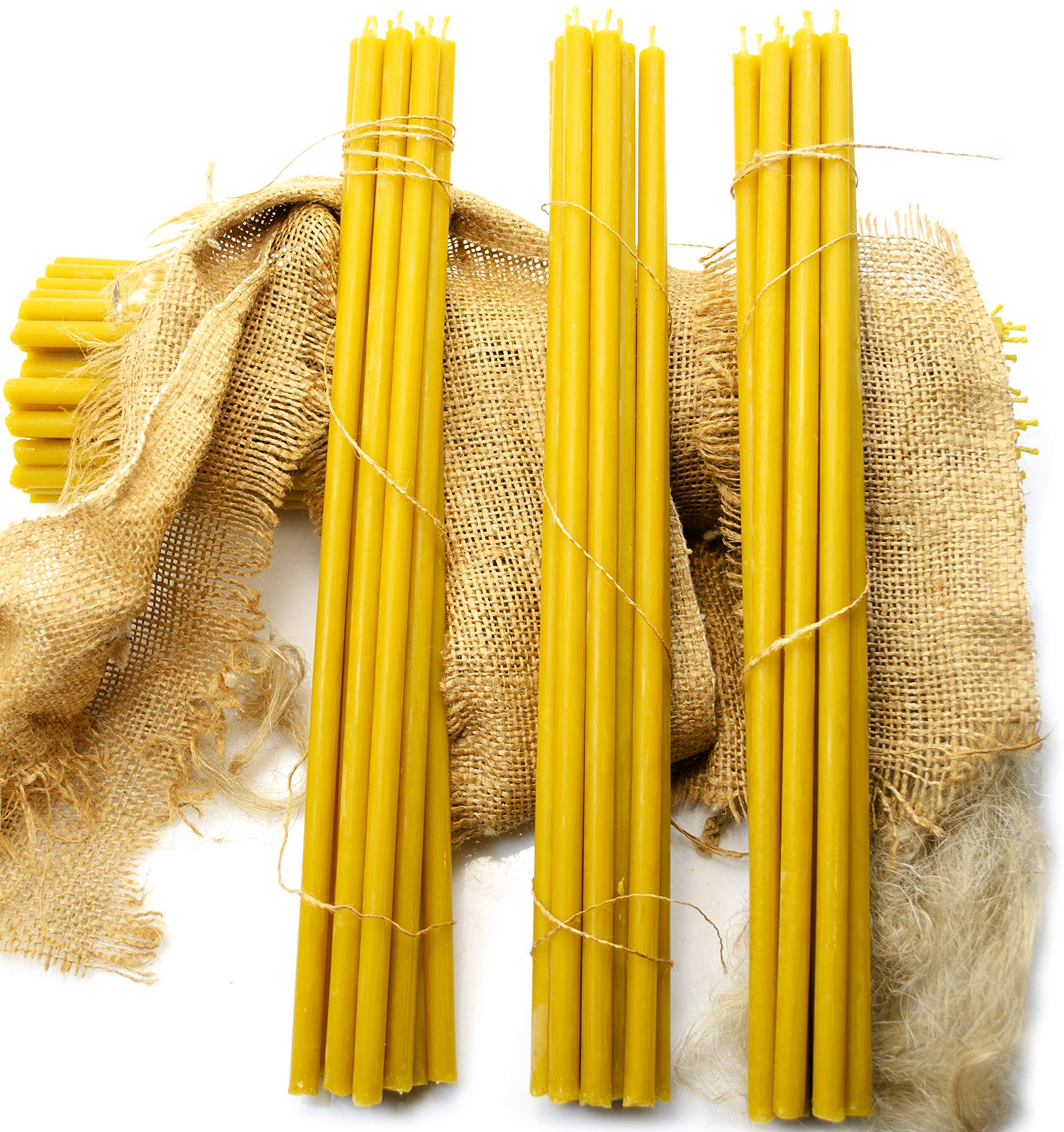 Pure Beeswax Candles with Natural Honey Scent - 12 Inch Cotton Wicks, 30-Pack Deep Yellow Candles for Home Decor, Meditation & Romantic Ambiance (1103475)