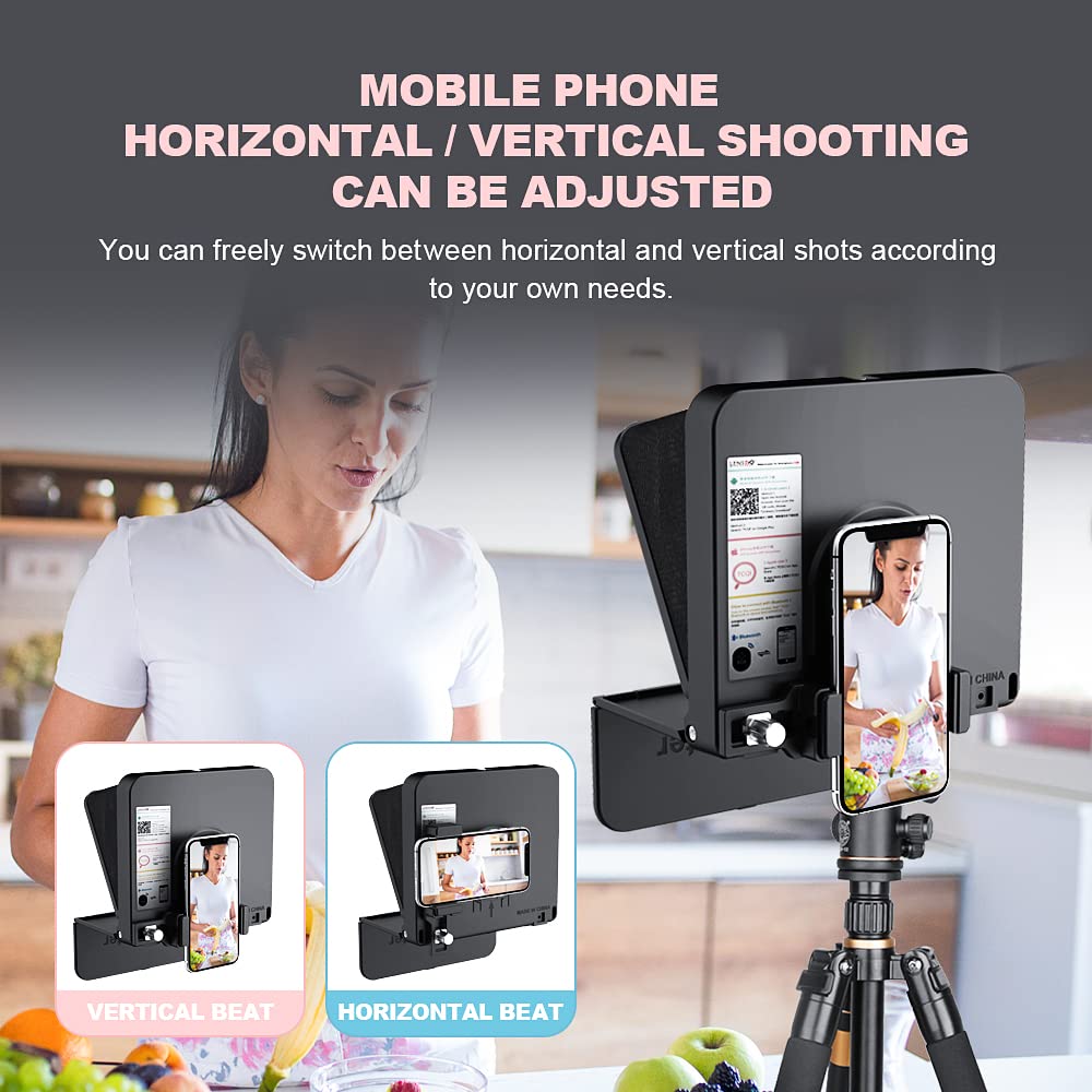 LENSGO TC7S Portable Mini Teleprompter for iPhone & Android - Remote Control, Foldable Design for Online Teaching, Vlogging, Live Streaming & Interviews | Perfect for Content Creators & Remote Work