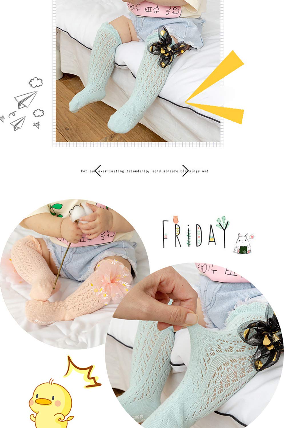 1 Pair Baby Girls Boys Cotton Knee High Socks - Soft Uniform Tube Ruffled Stockings for 0-4T Toddlers - Perfect for School Uniforms, Photo Shoots & Everyday Wear