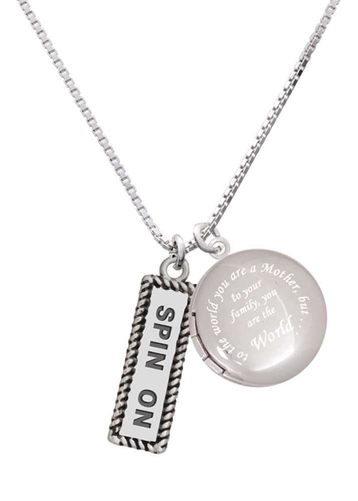 Delight Jewelry Silver-Tone Spin-On Mother Locket Necklace - 18