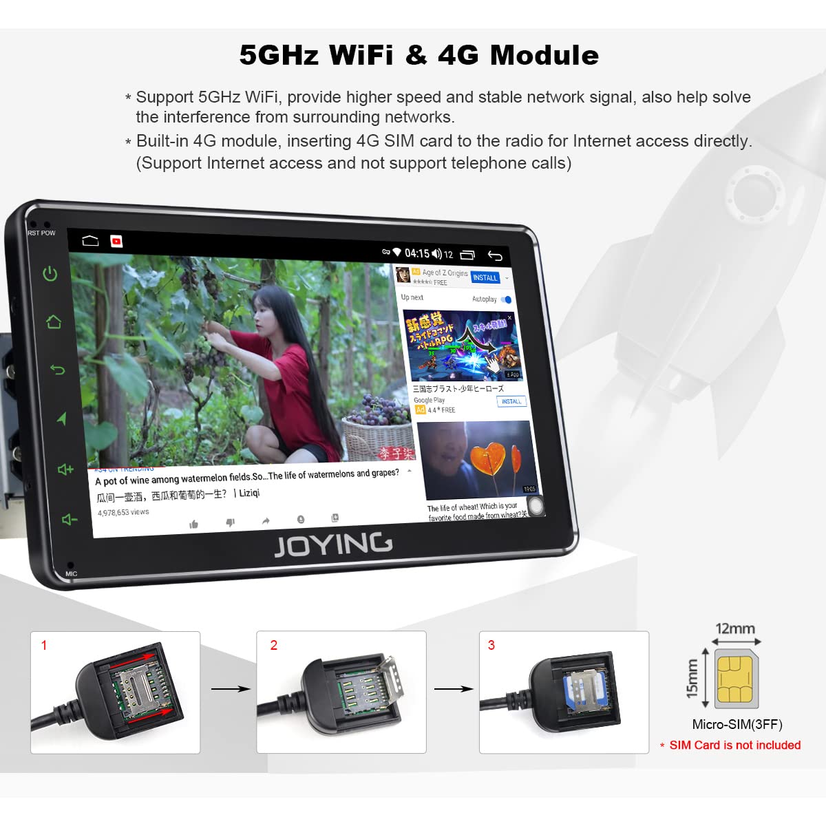 JOYING Android 10 Single Din Car Stereo - 7 Inch Touch Screen Bluetooth 5.1 Radio with GPS Navigation, MP5 Player, FM/AUX/USB/SD Input, Hands-Free Calling | Perfect for Road Trips, Commuting & In-Car Entertainment