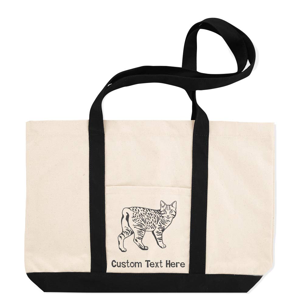 Stylish Canvas Shopping Tote Bag with Manx Cat Print - Black & White Beach Bag for Women | Perfect for Grocery Shopping, Beach Trips & Daily Use