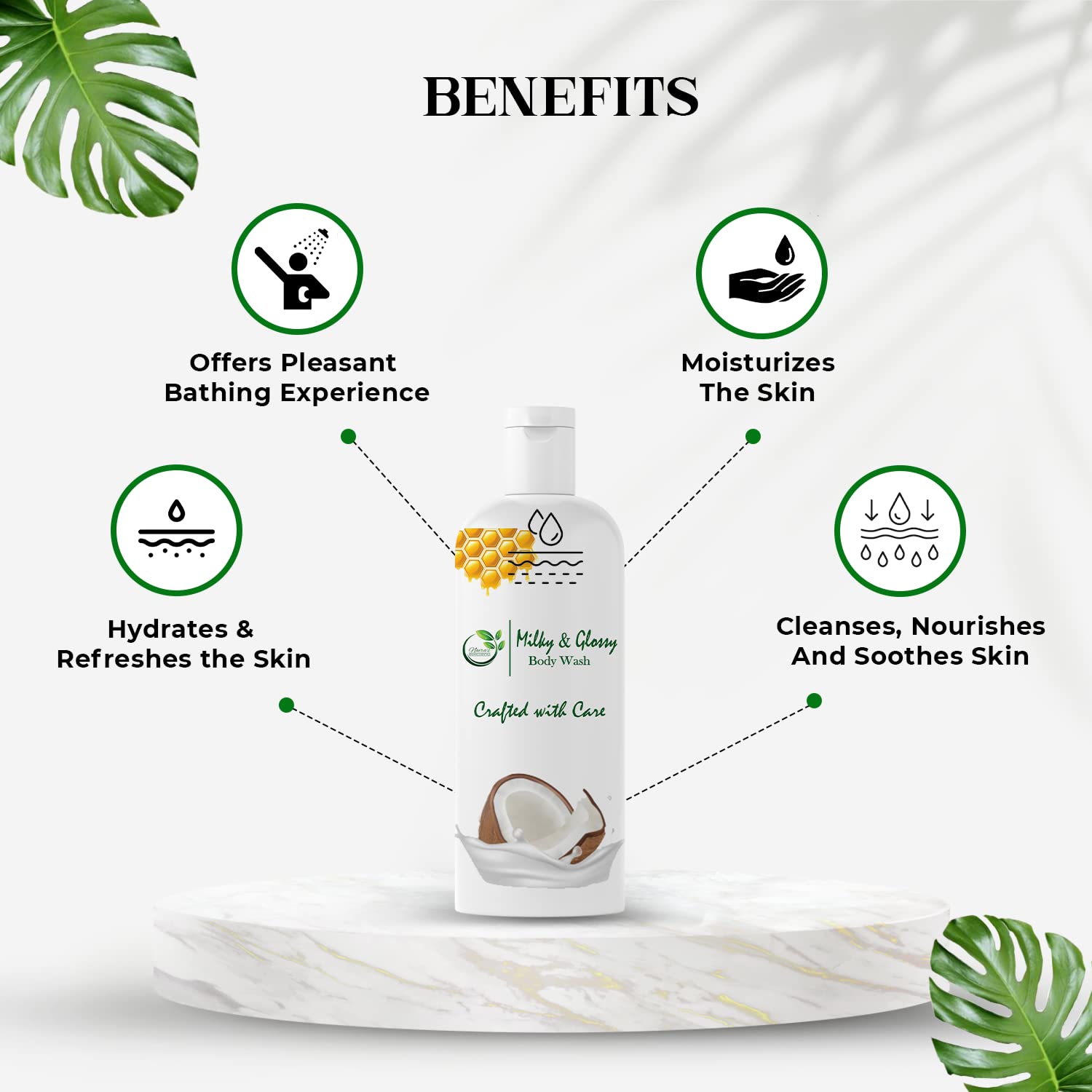 Milky Glossy Body Wash with Licorice & Coconut Milk - Pack of 2 for Soft Skin